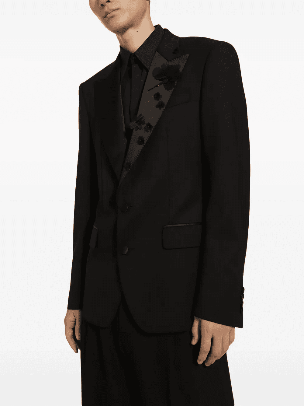 floral-appliqué single-breasted suit — Image 2