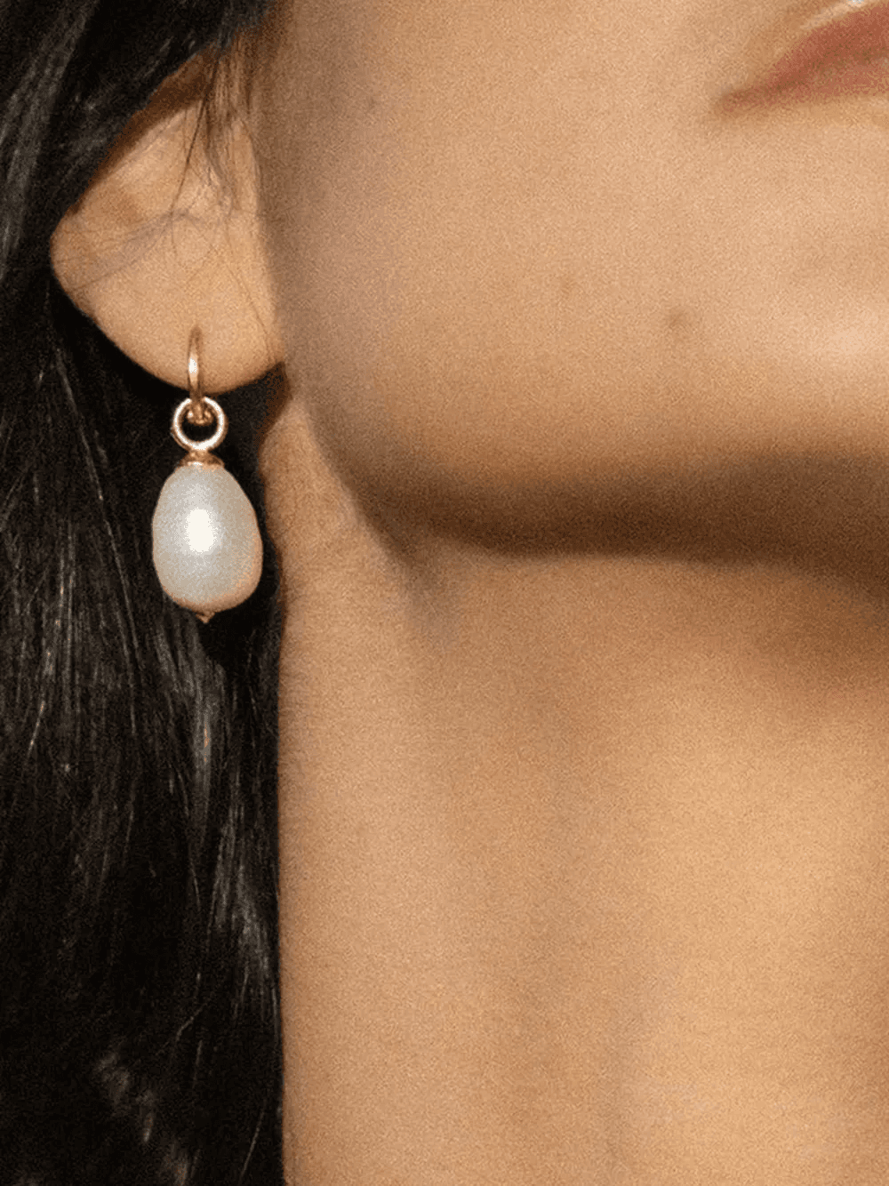 Ava pearl drop huggie earrings — Image 2