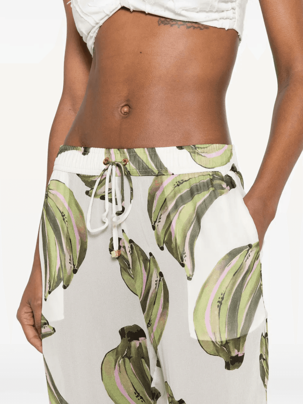 banana-print drawstring trousers — Image 2