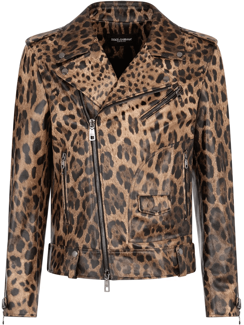 leopard-print leather jacket