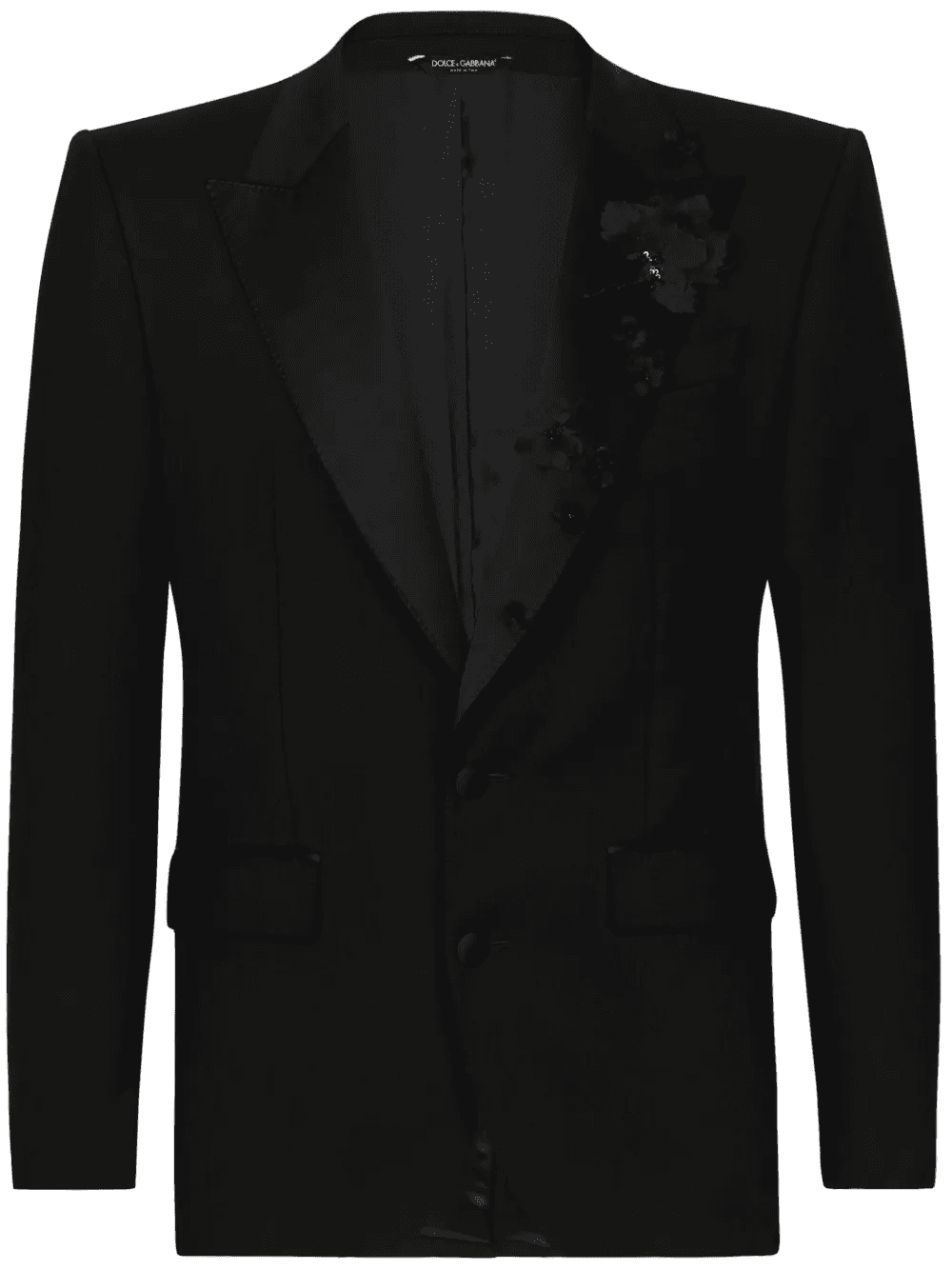 floral-appliqué single-breasted suit