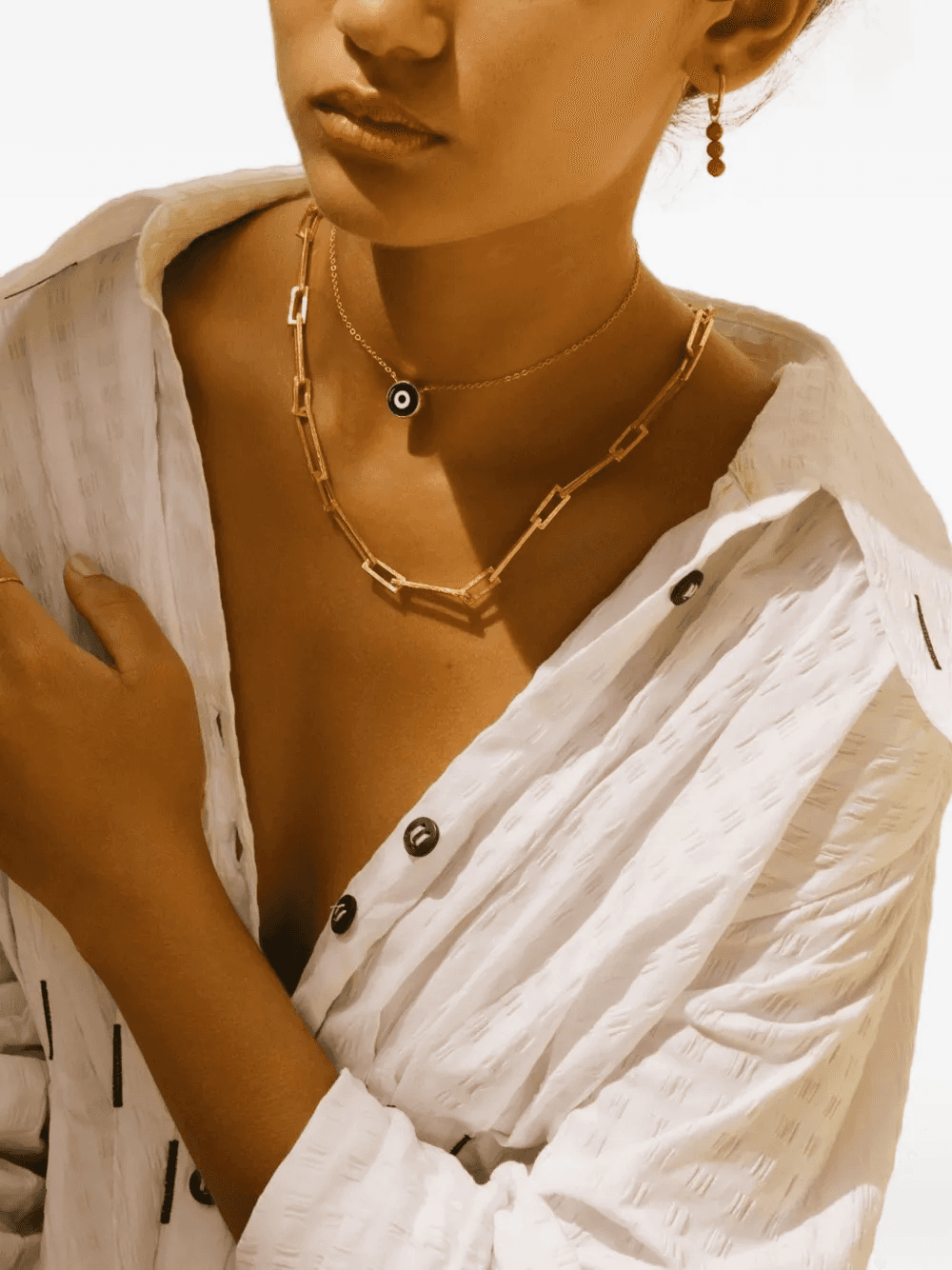navy Nazar evil eye necklace — Image 2