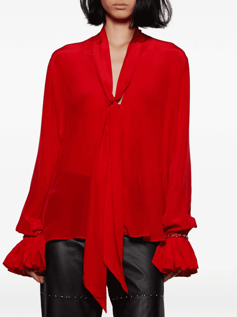 Grace Faena ruffled necktie blouse — Image 2
