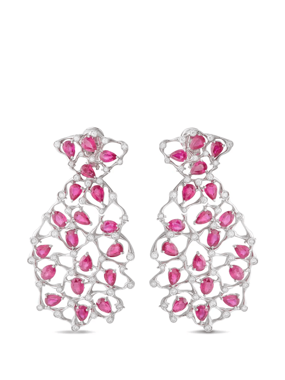 ruby and diamond openwork earrings - Image 1