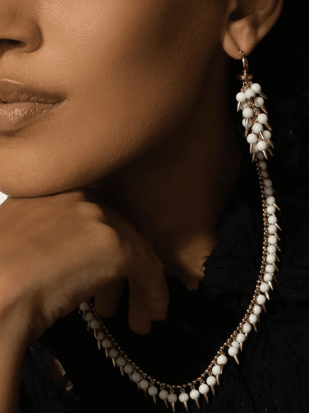 18K yellow gold Spiked Onyx earrings — Image 3