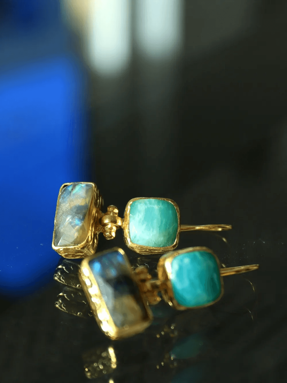 Nerissa labradorite and chalcedony drop earrings — Image 3