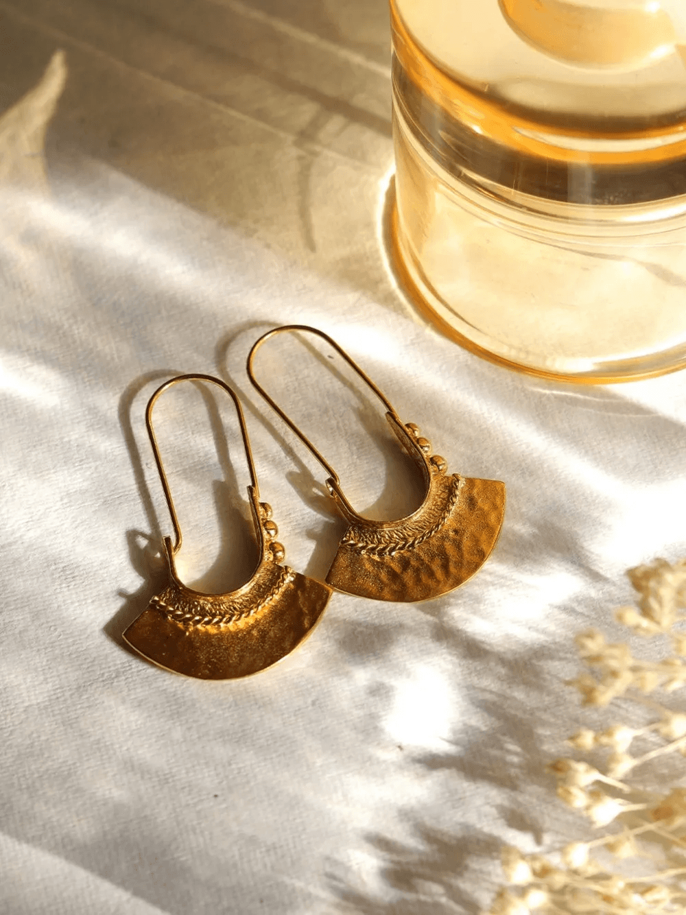Selma hammered drop earrings — Image 3