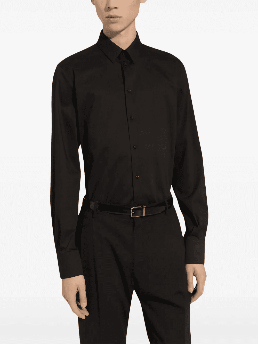 long-sleeve cotton-blend shirt — Image 2