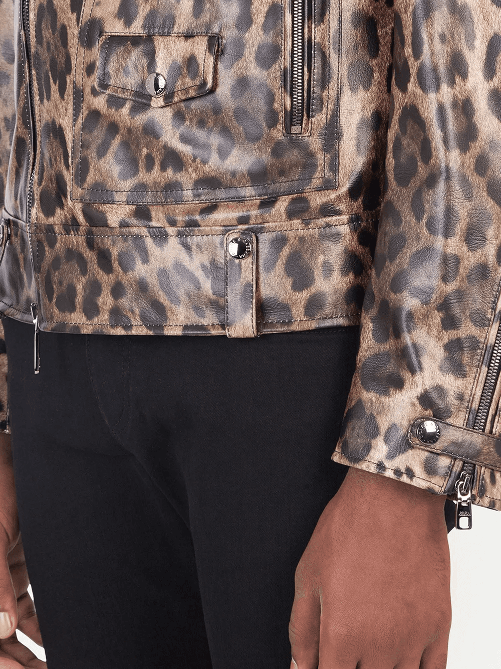 leopard-print leather jacket — Image 3
