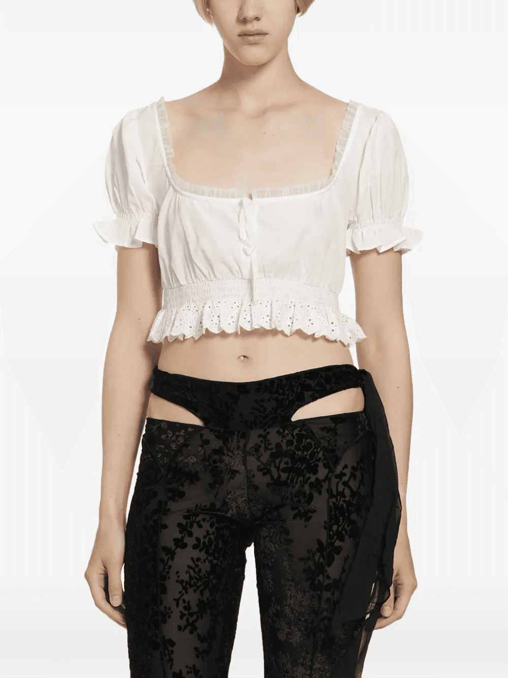 lace-trimmed blouse - Image 1