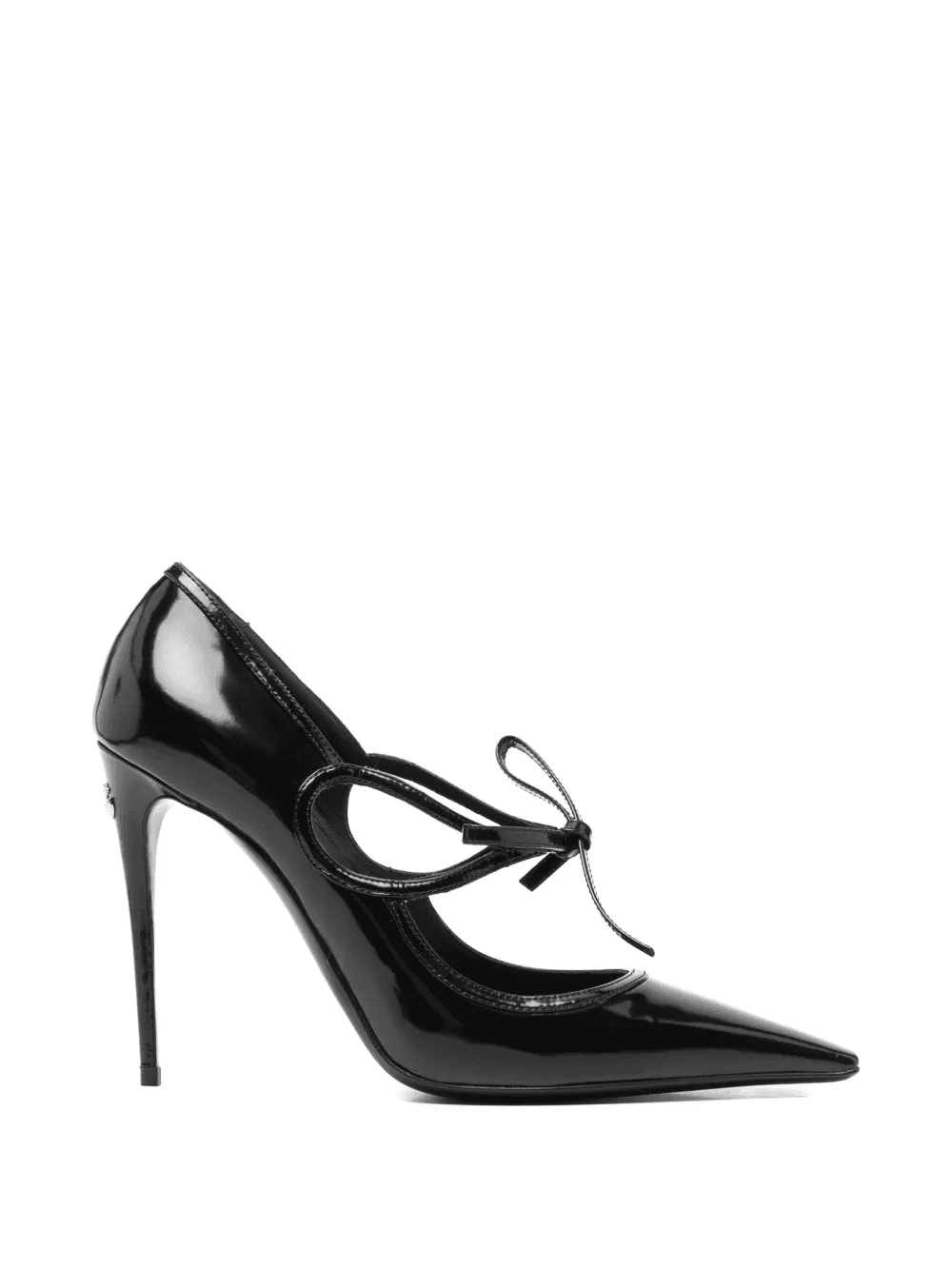 DNA ribbon-tie leather pumps