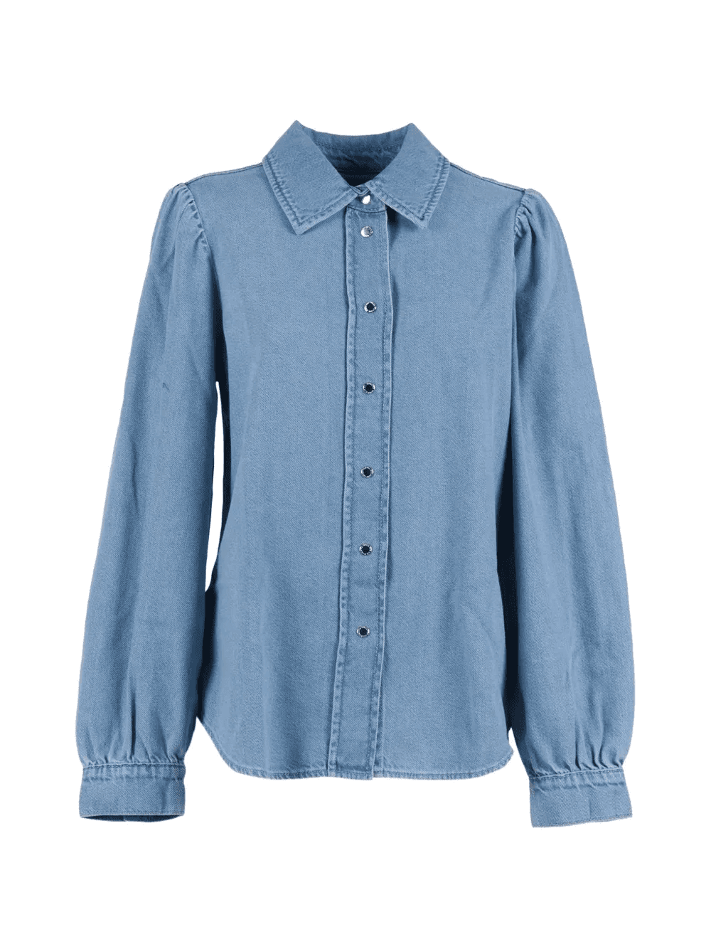 puff-sleeve button-up shirt