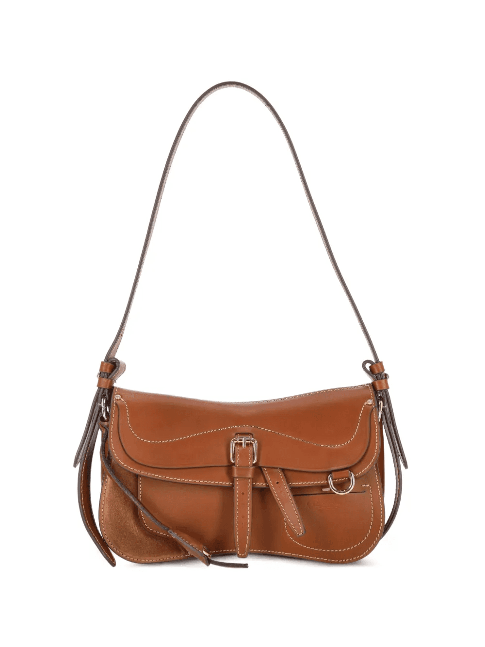 buckle-fastening contrast-stitch shoulder bag - Image 1