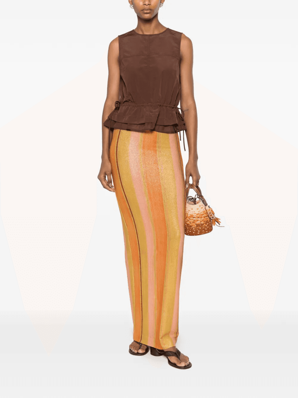 striped metallic-effect maxi skirt — Image 5