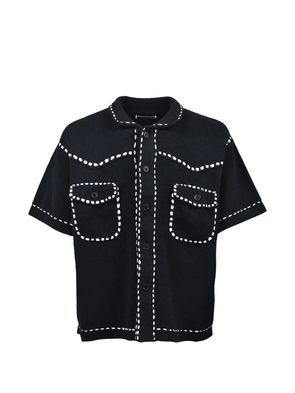 contrast-stitch short-sleeved shirt - Image 1