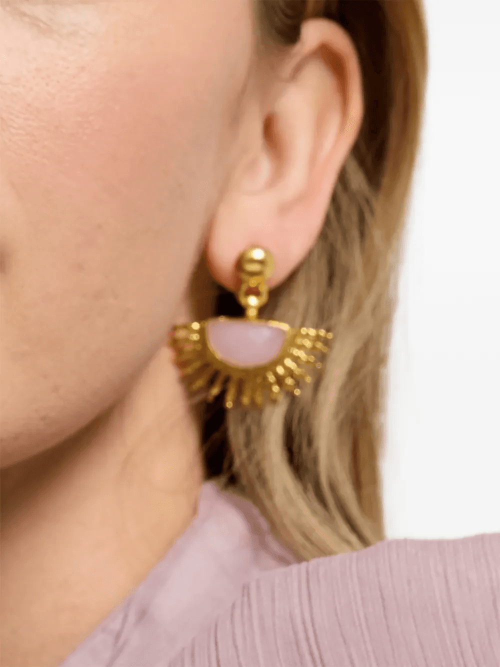 Sunrise rose quartz drop earrings — Image 2