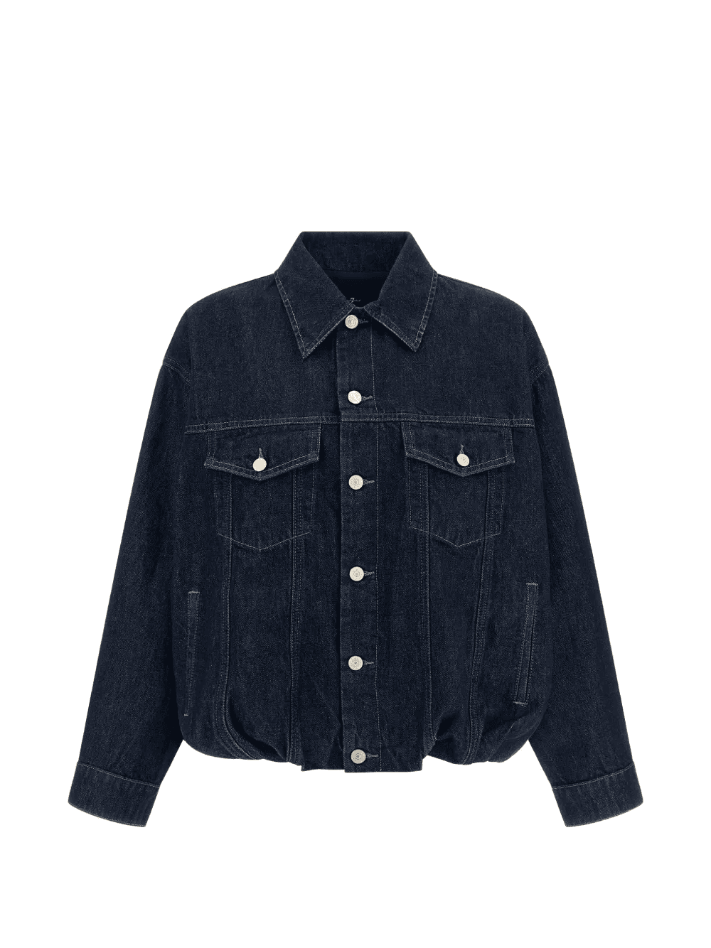 gathered denim jacket