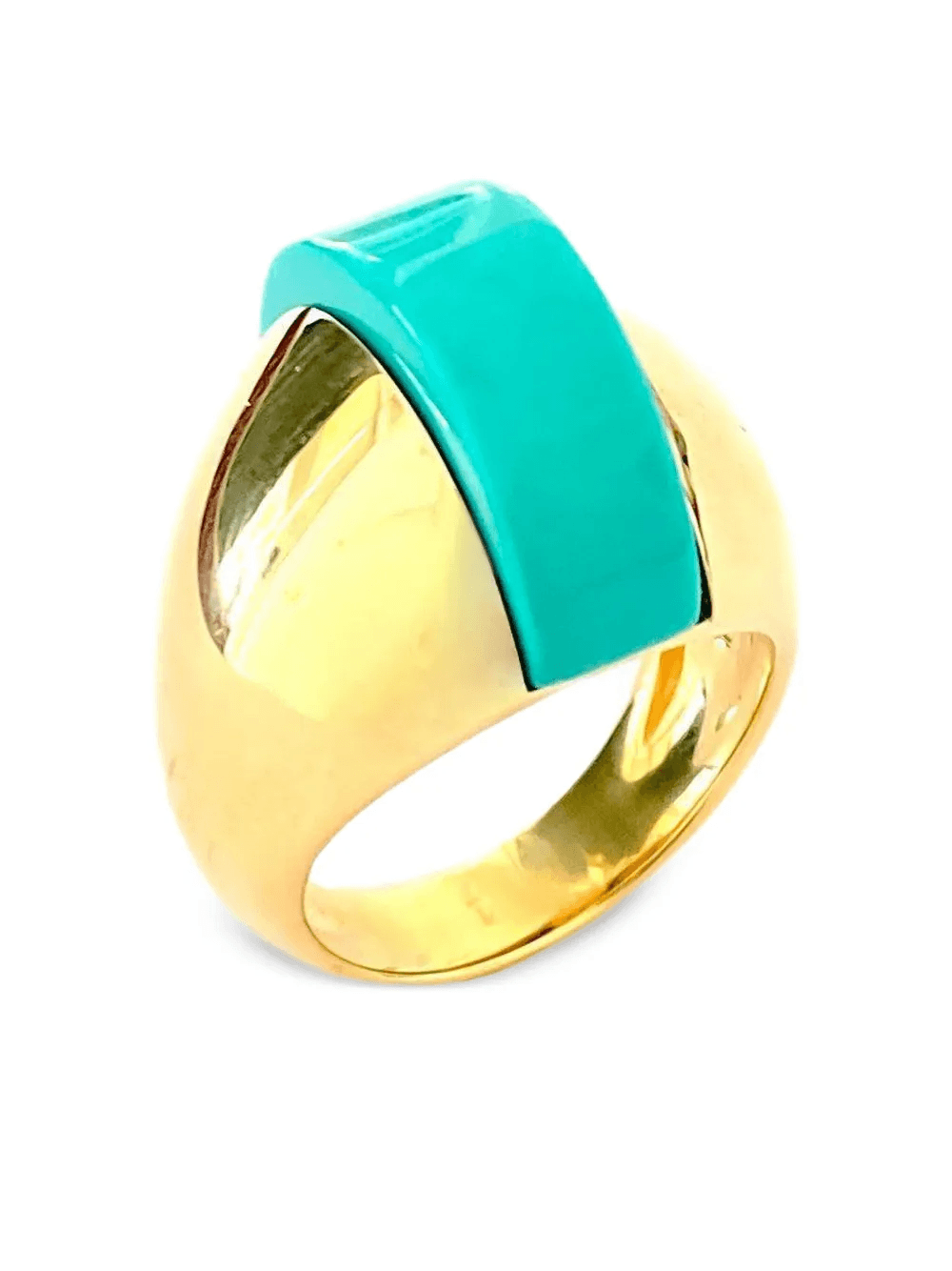 18K yellow gold Linea Alta turquoise ring - Image 1