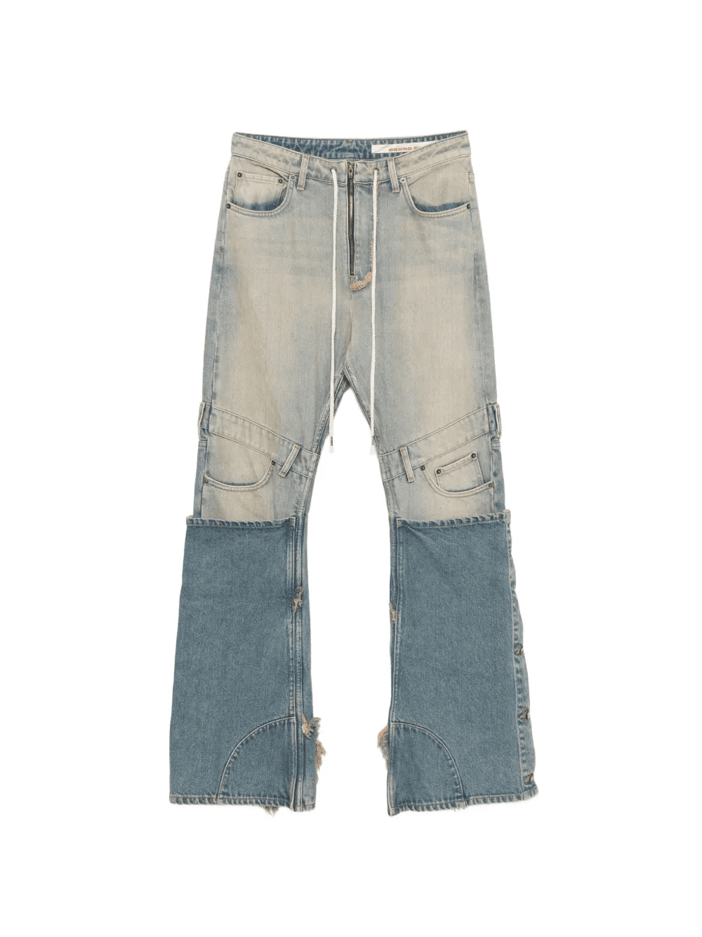 patchwork-panel frayed jeans - Image 1