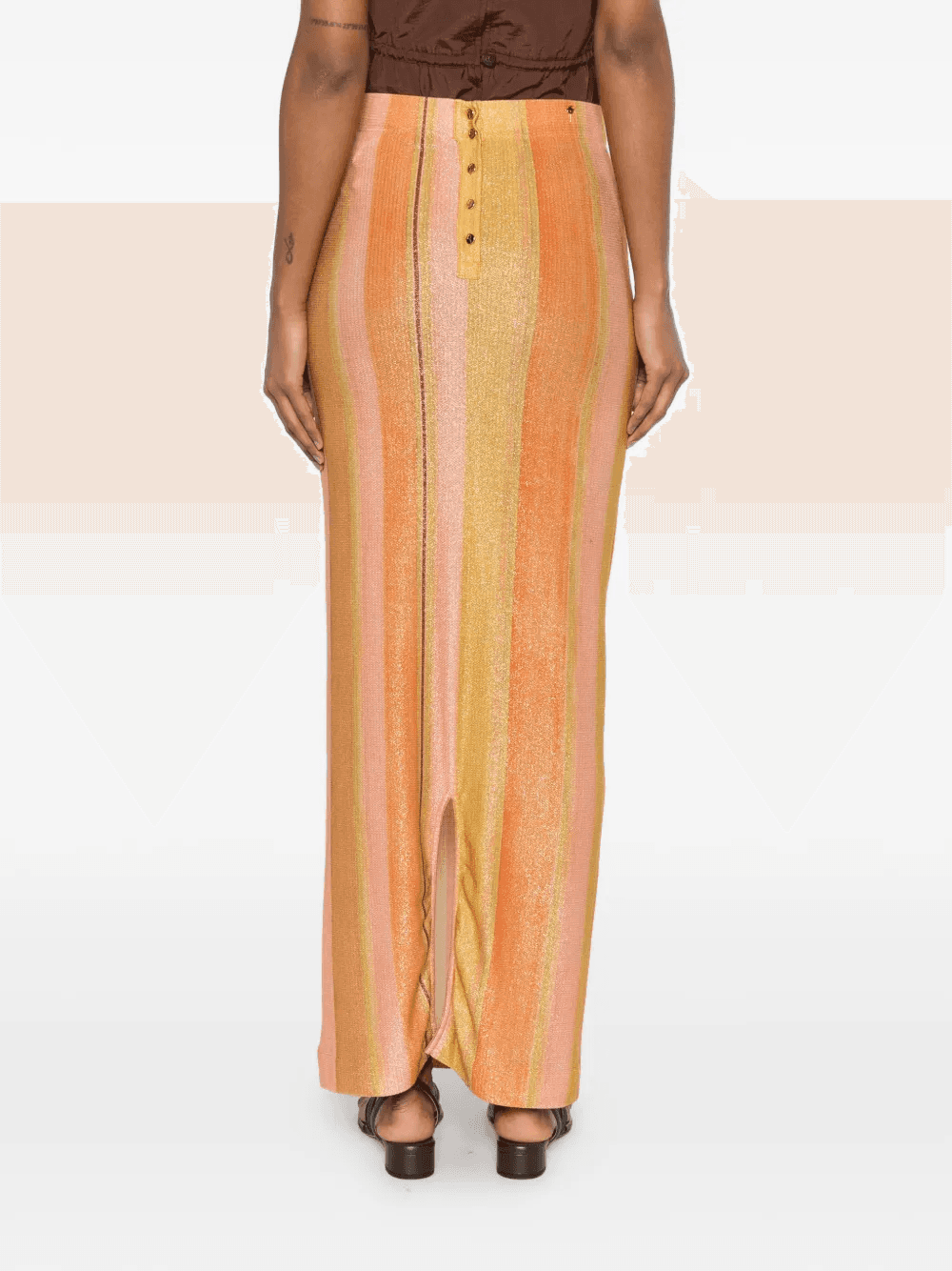 striped metallic-effect maxi skirt — Image 3