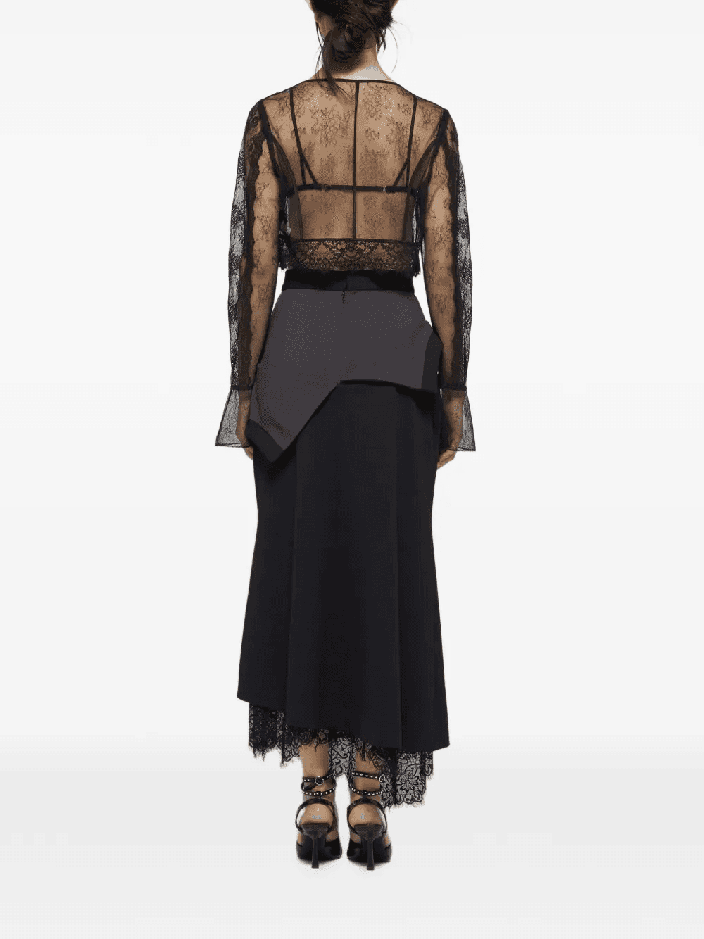 lace-trim maxi layered skirt — Image 5