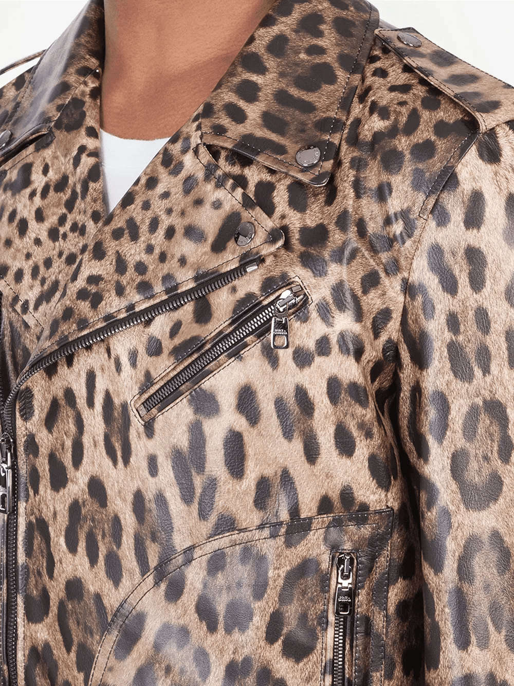 leopard-print leather jacket — Image 2