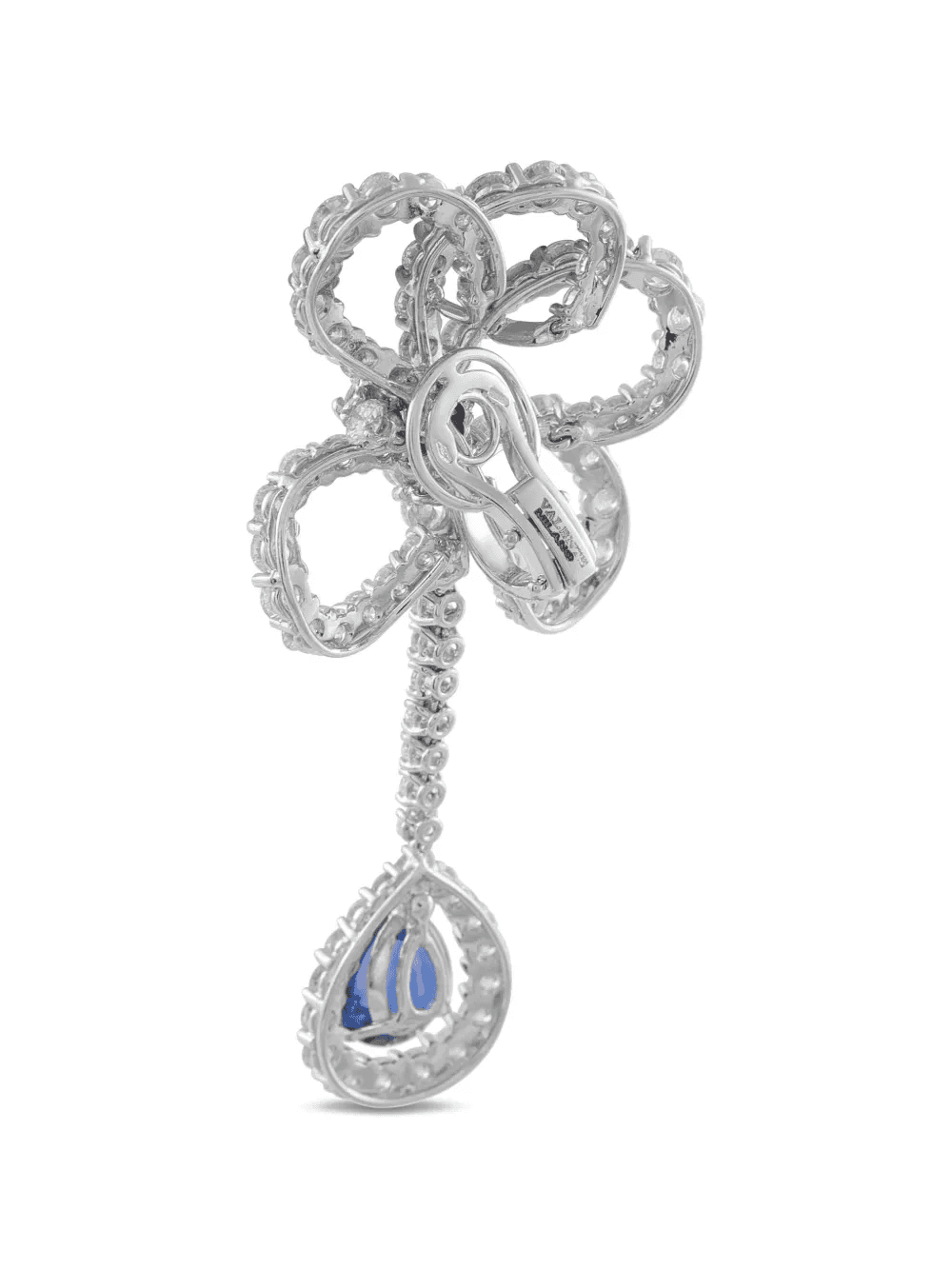 diamond and sapphire floral earrings — Image 2