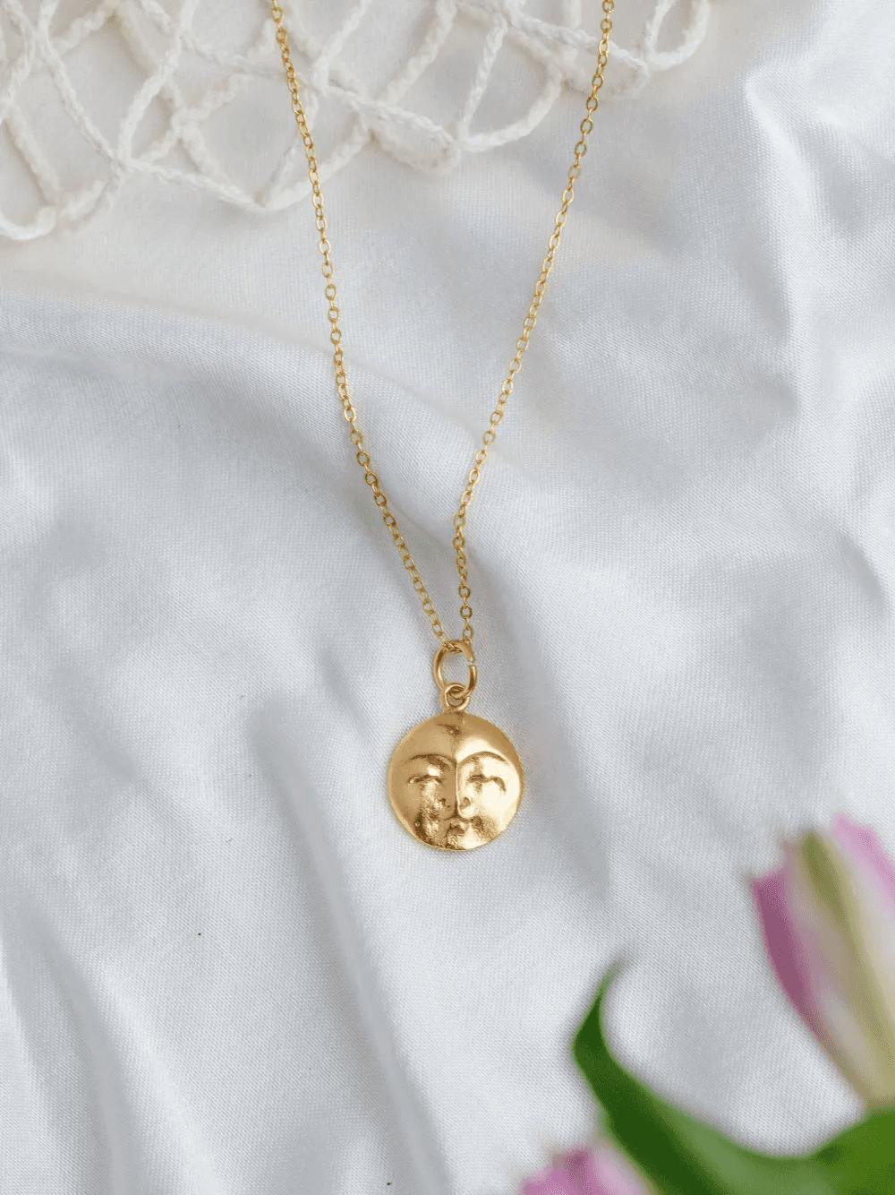 moon-face pendant necklace — Image 2