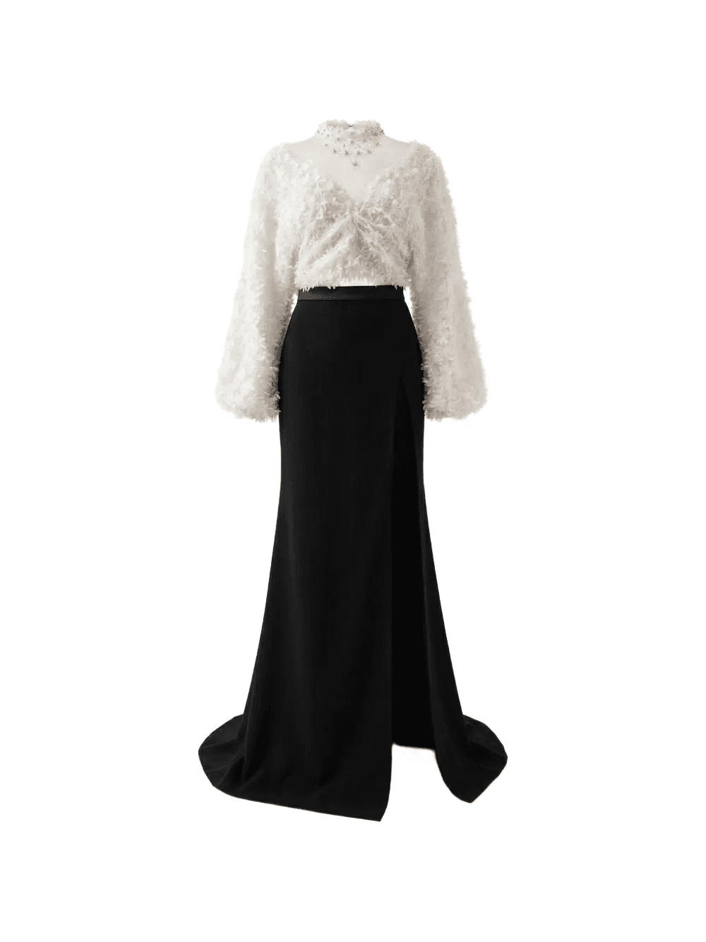 floral-motif high-slit set - Image 1