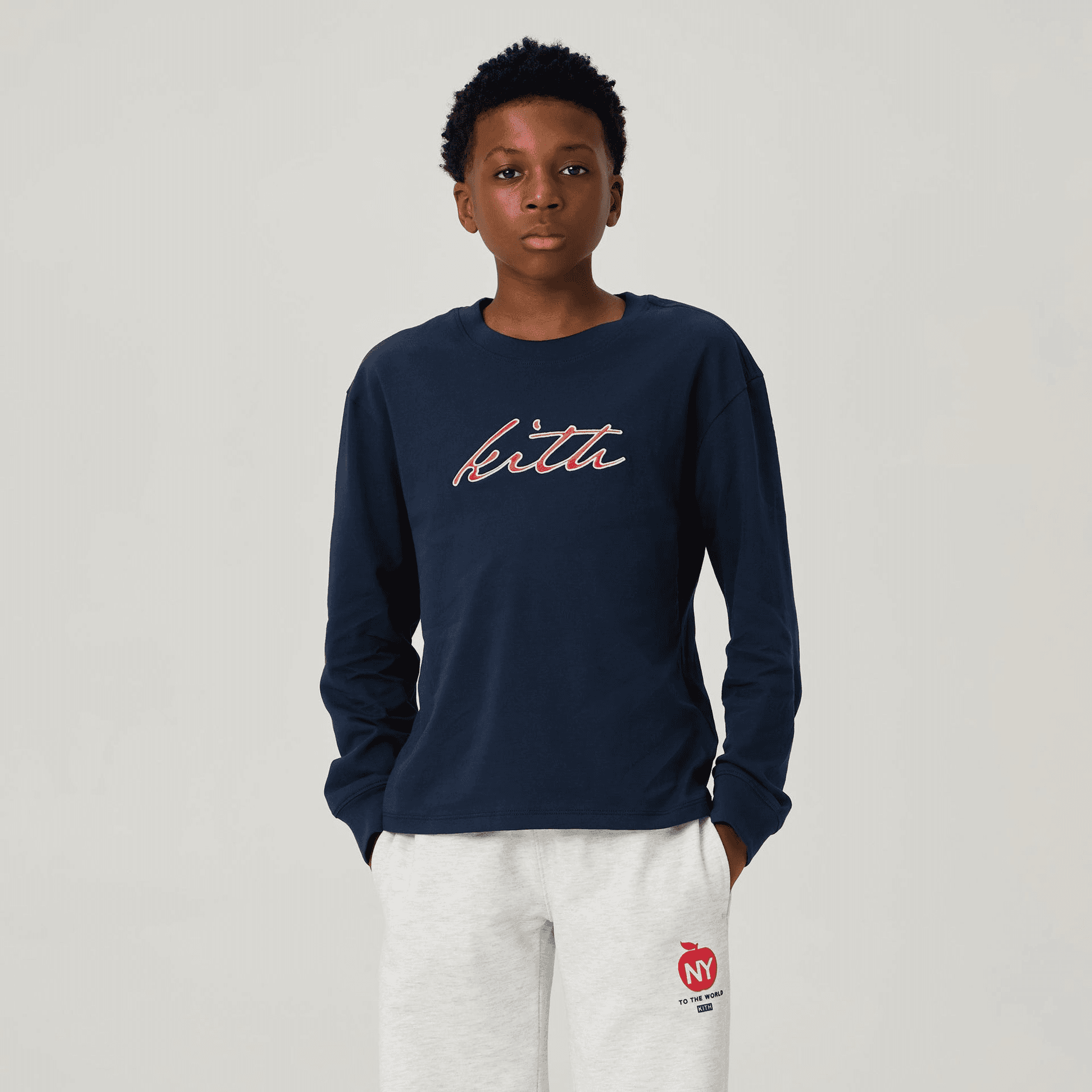 Kith Kids Signature Logo Long Sleeve Tee - Nocturnal — Image 4