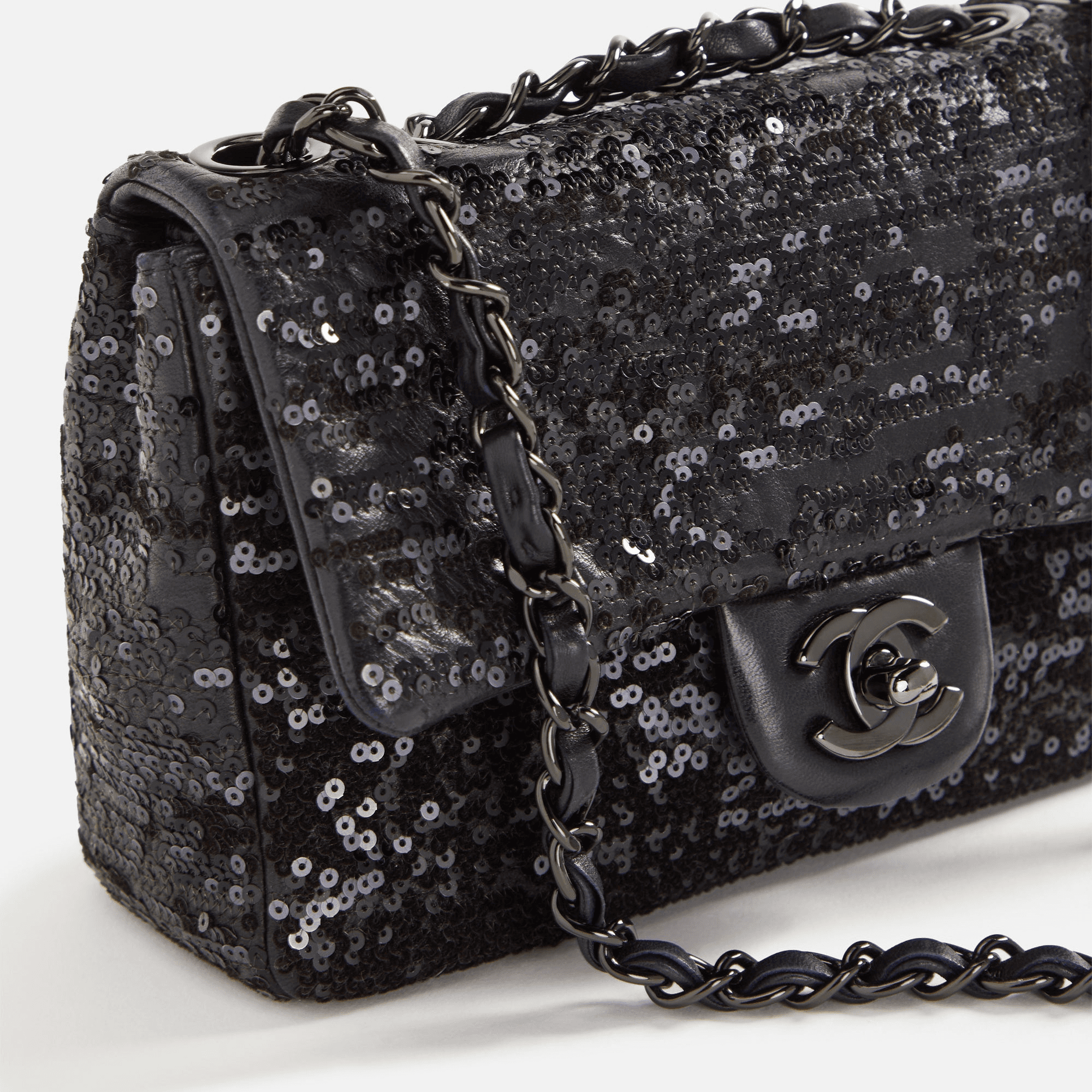 WGACA Chanel Sequin Small Half Flap Bag - Black — Image 2