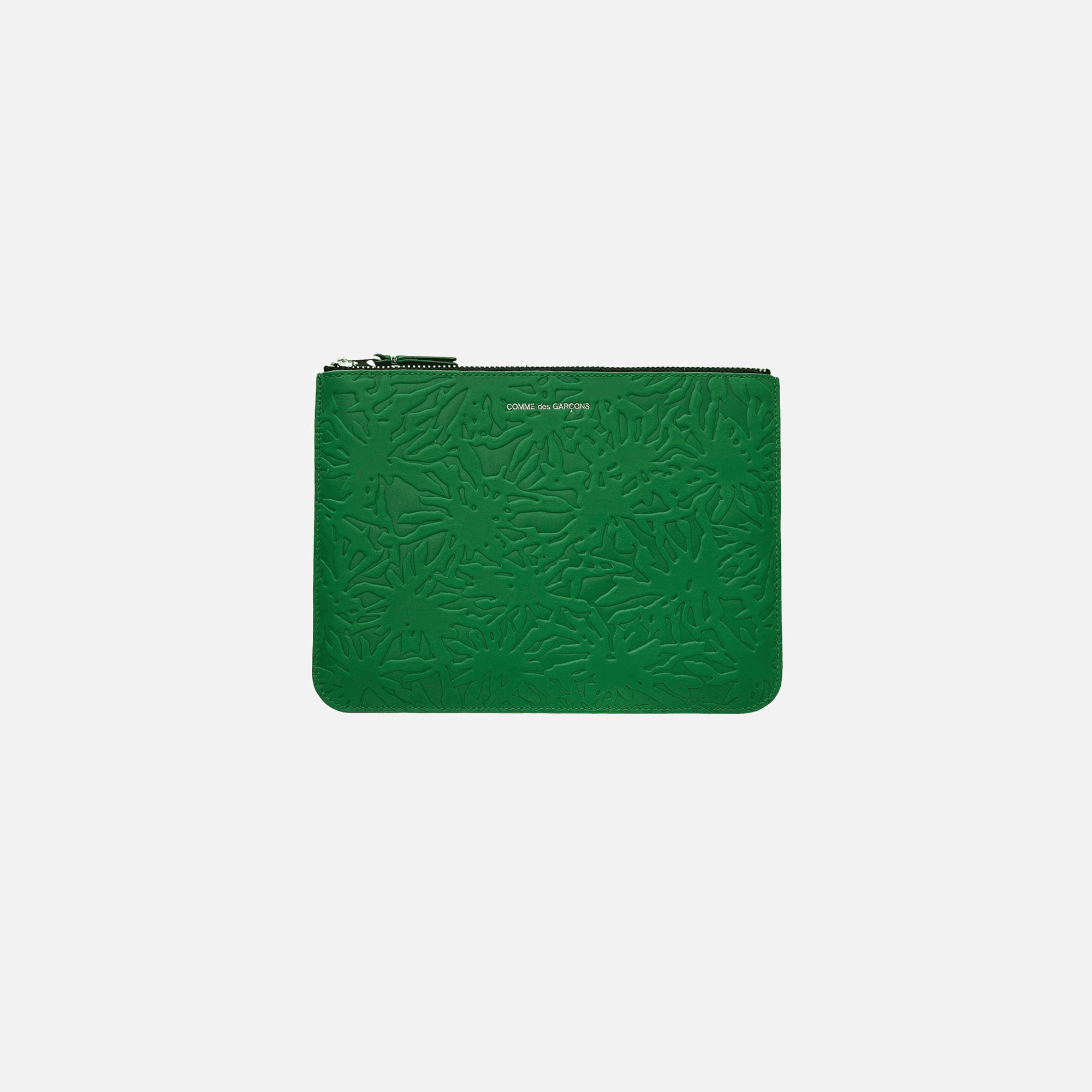 CDG Pocket Embossed Forest Top Zip Large Wallet - Green