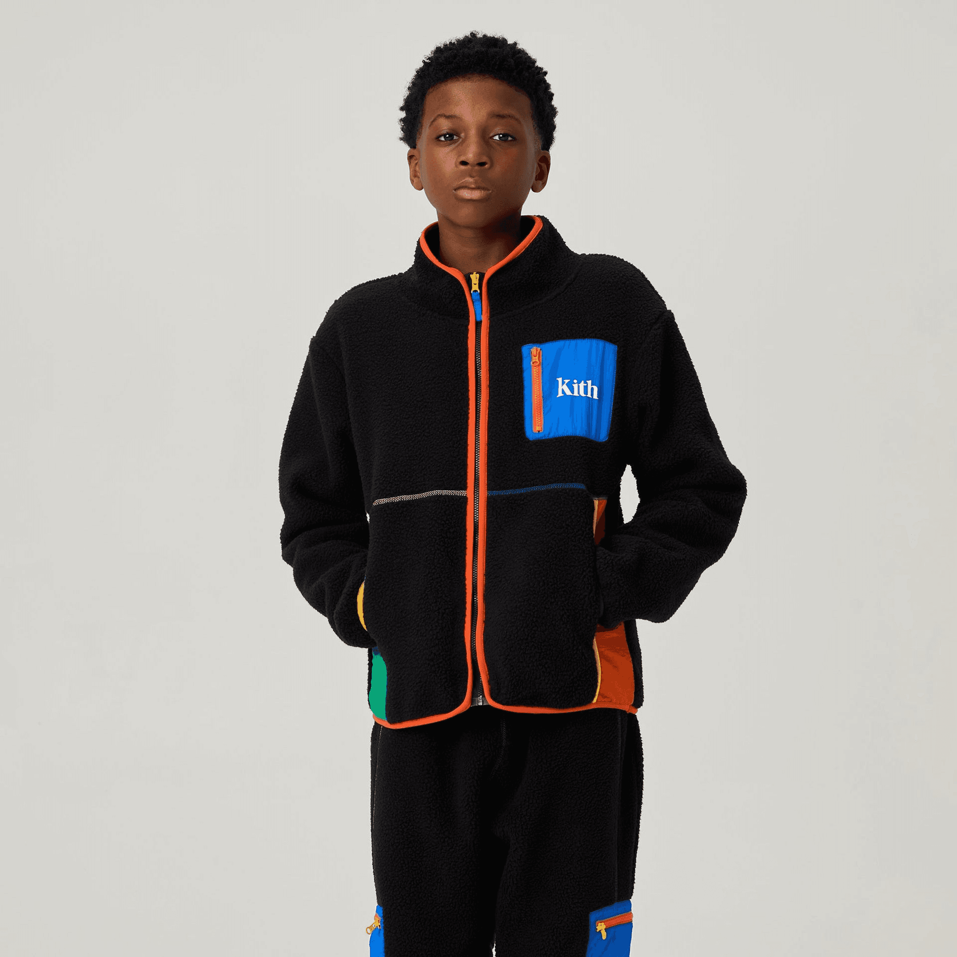 Kith Kids Color-Block Sherpa Antony Full Zip - Black — Image 6