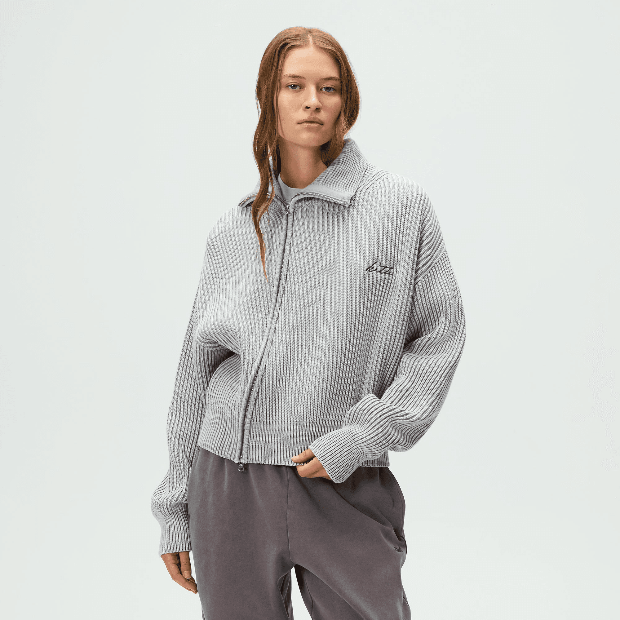 Kith Women Wyler III Asymmetrical Zip Sweater - Mist — Image 4