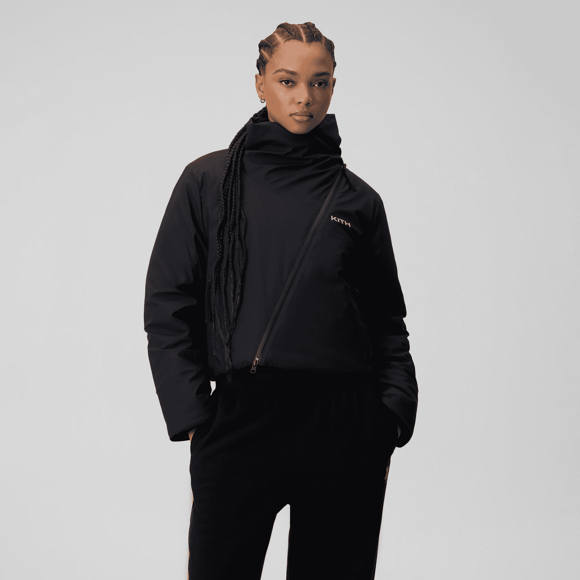 Kith Women Helia Asymmetrical Jacket - Black — Image 4