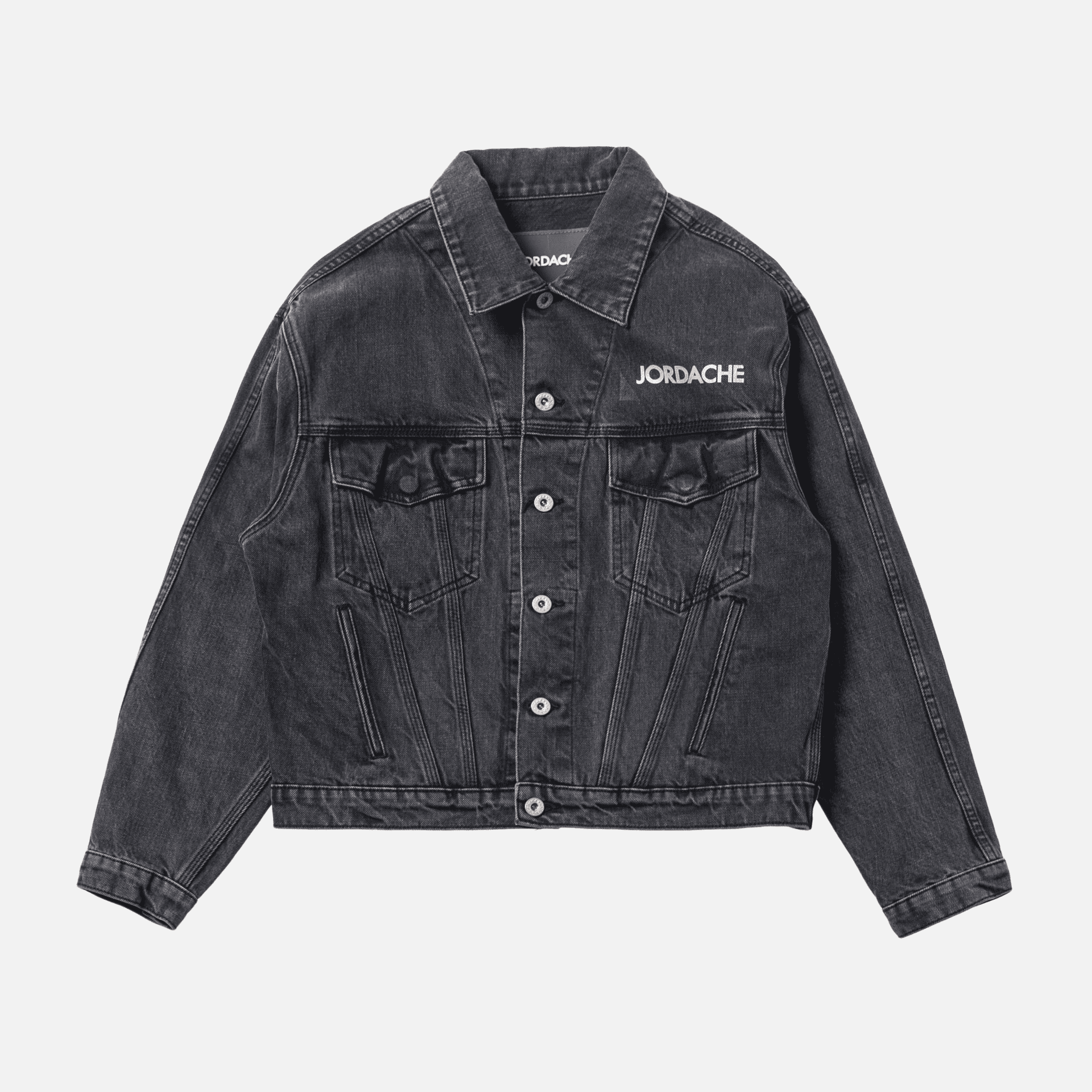 Jordache Vintage Denim Jacket w/ 3M Lettering -  Black — Image 2