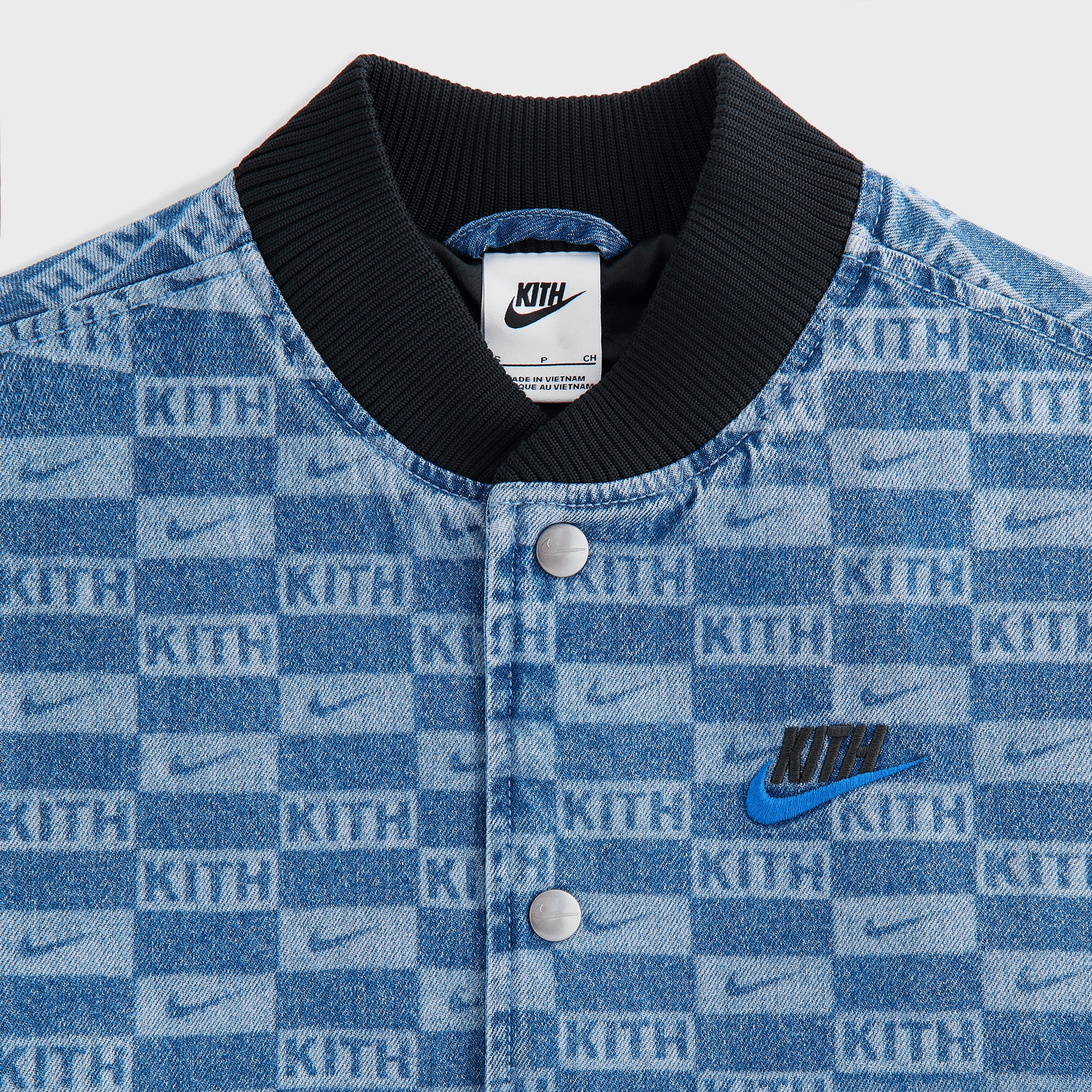Kith Kids for Nike Denim Laser Etched Varsity Jacket - Mystic Navy — Image 4