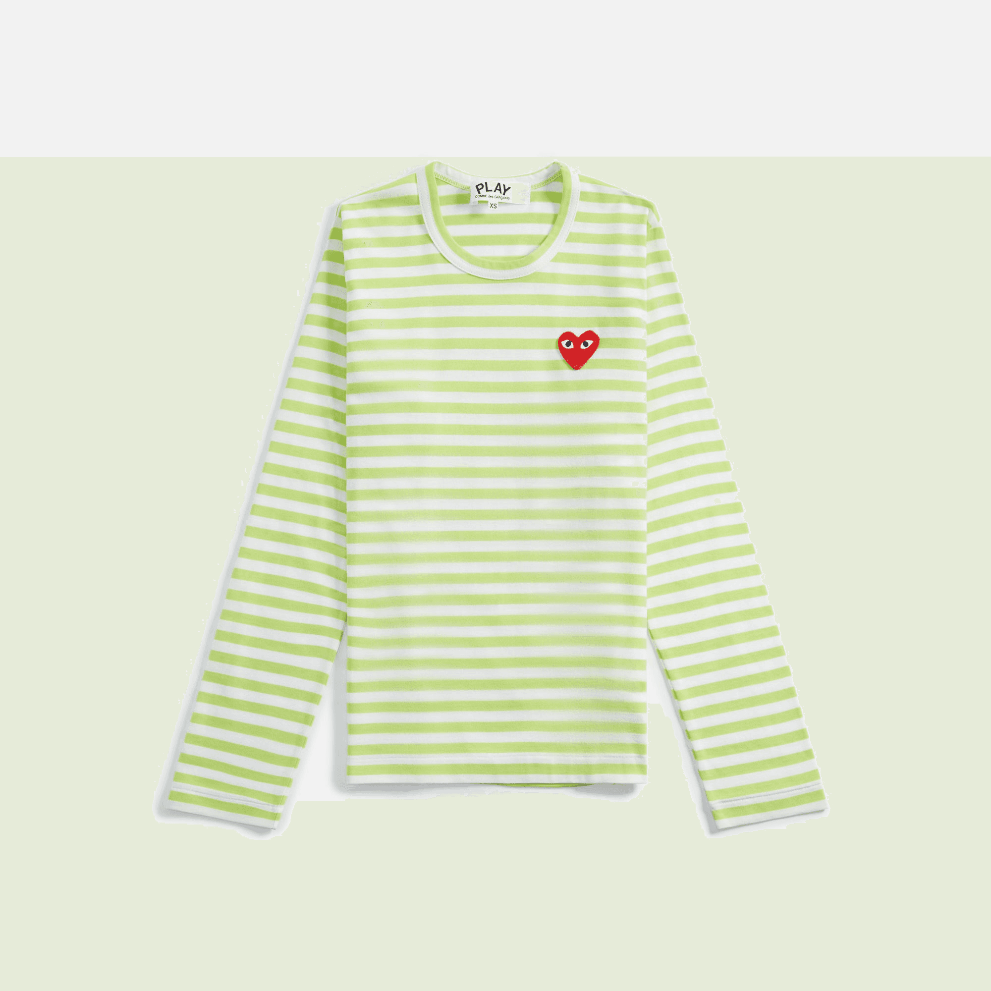 Comme des Garçons Women's Play Long Sleeve Tee - Light Green Stripe