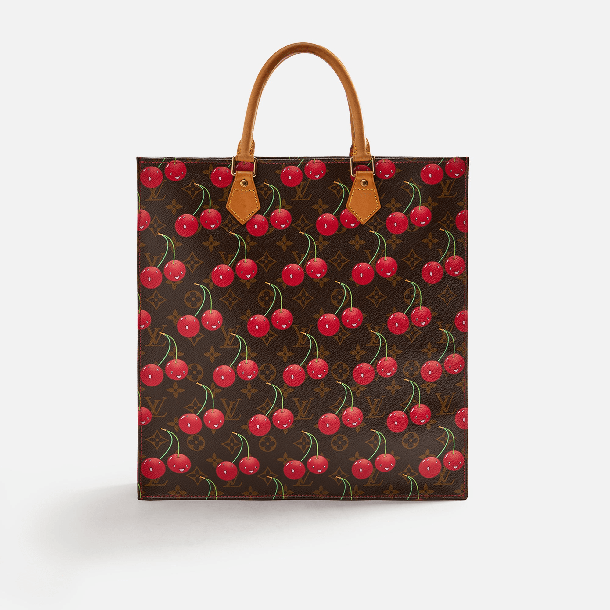 WGACA Louis Vuitton Brown Murakami Cherry Sac Plat - Brown / Red