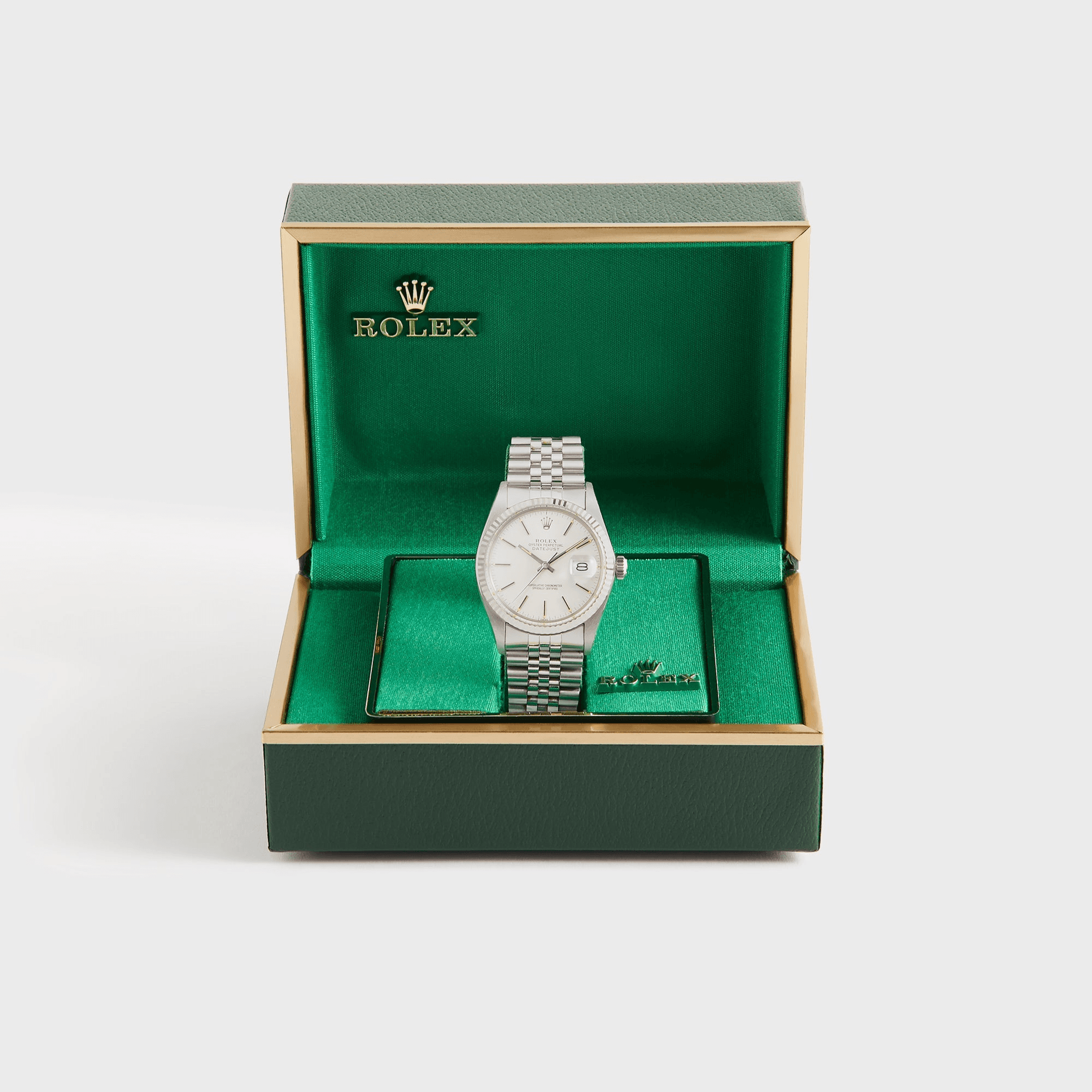 Wind Vintage Rolex Datejust Reference 16014 Silver Dial Unpolished Full Set - Silver — Image 4