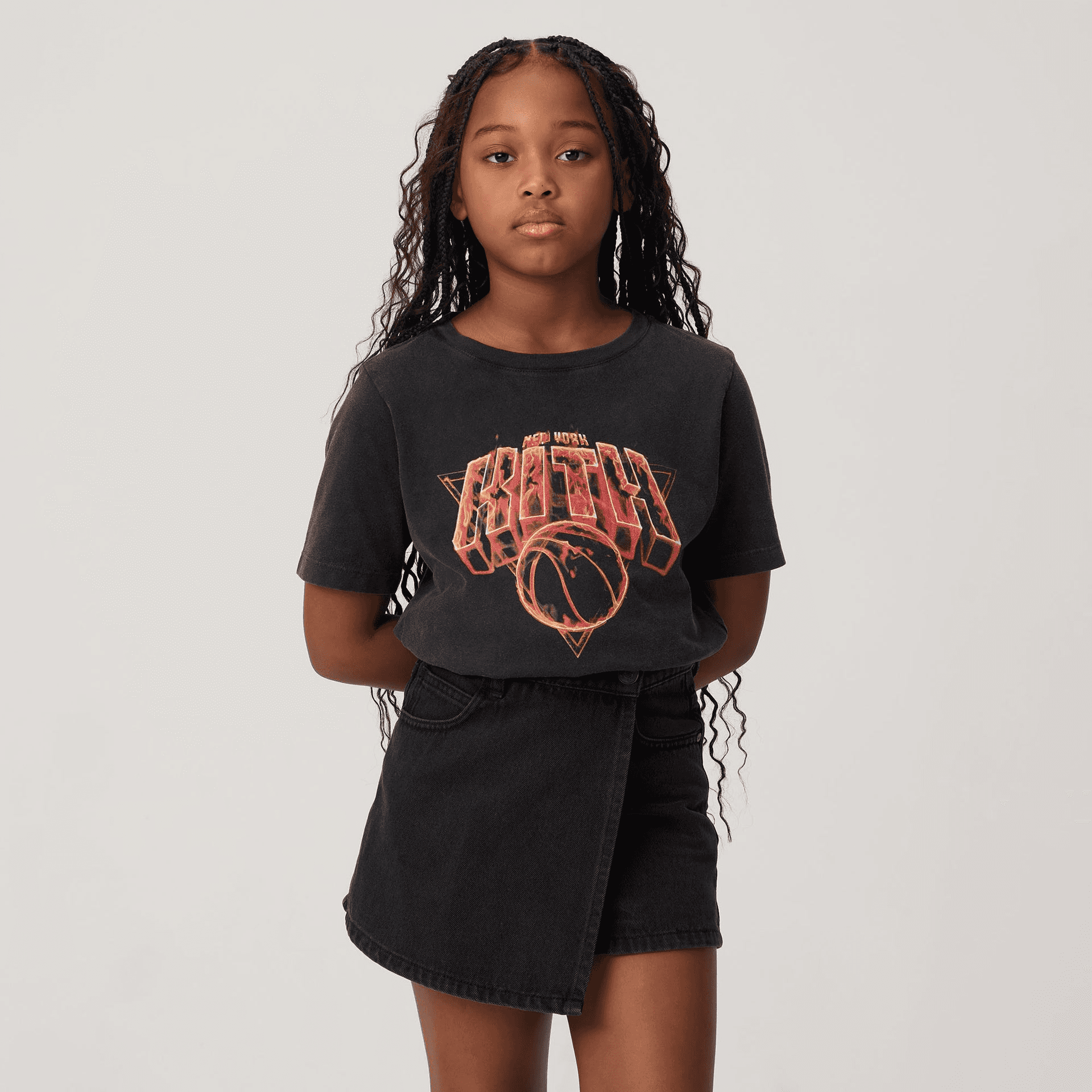 Kith Kids for the New York Knicks Vintage Fire Tee - Black — Image 5
