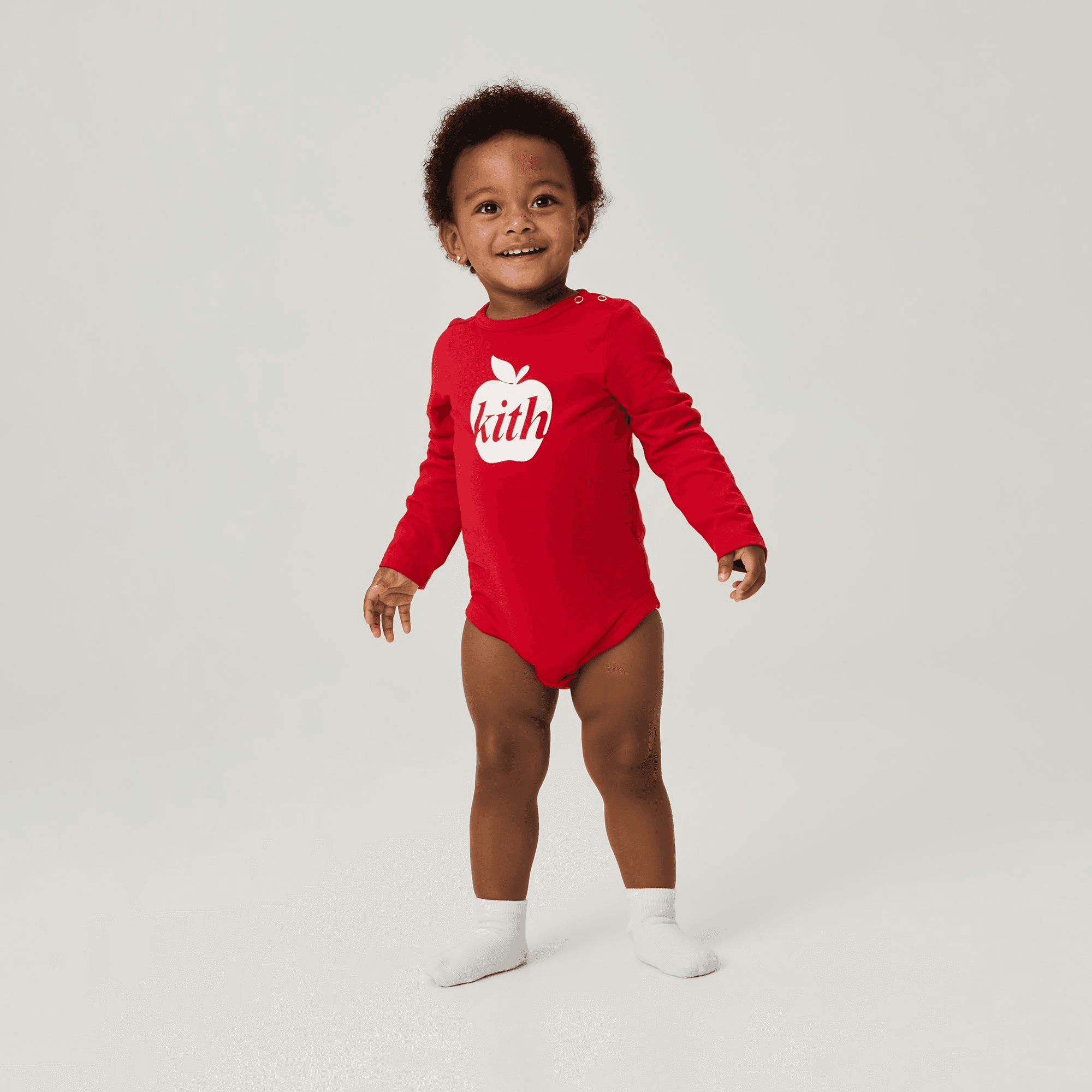 Kith Baby Apple Logo Graphic Long Sleeve Bodysuit - Fame — Image 5