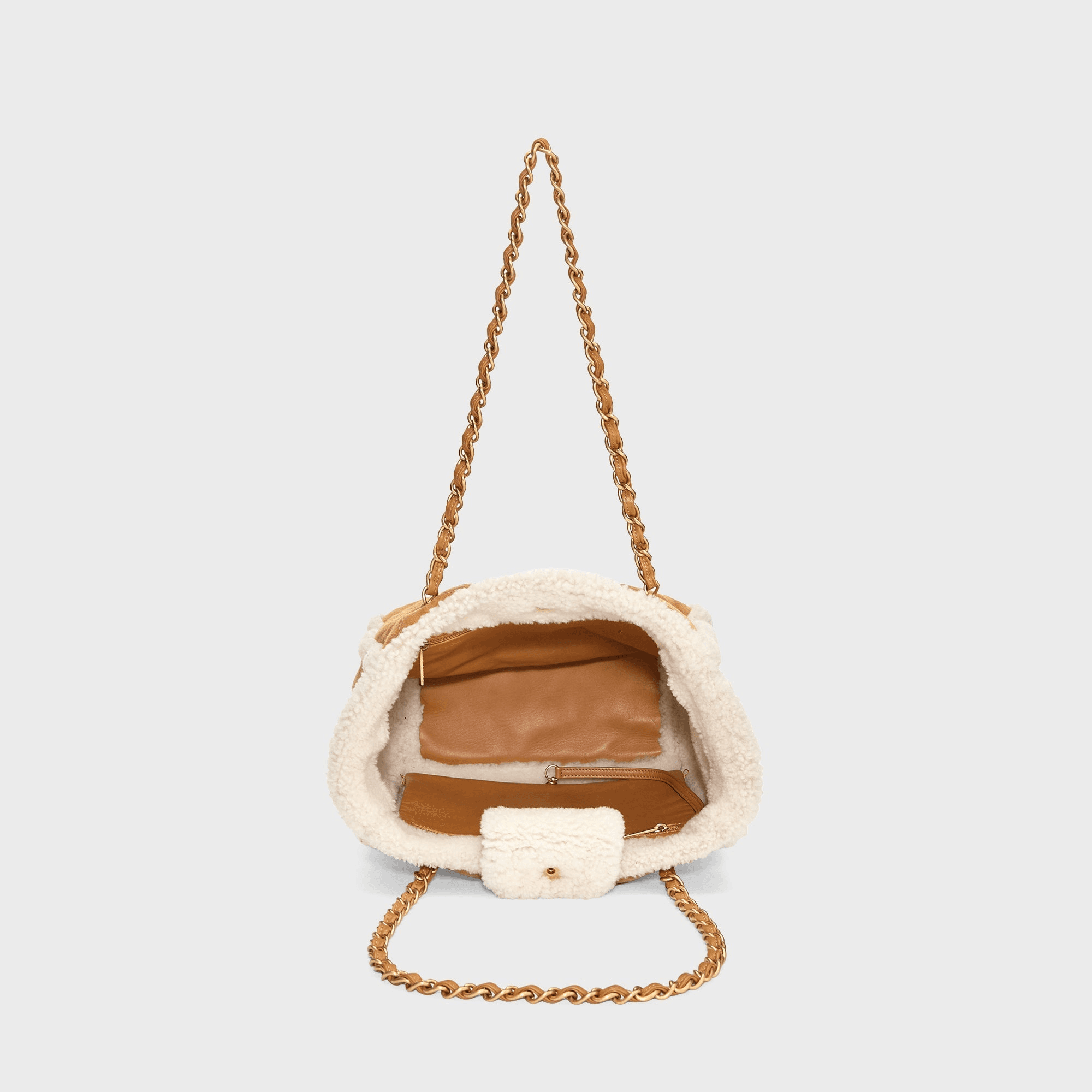 WGACA Chanel Shearling Coco Neige Shopping Tote Small - Brown — Image 4