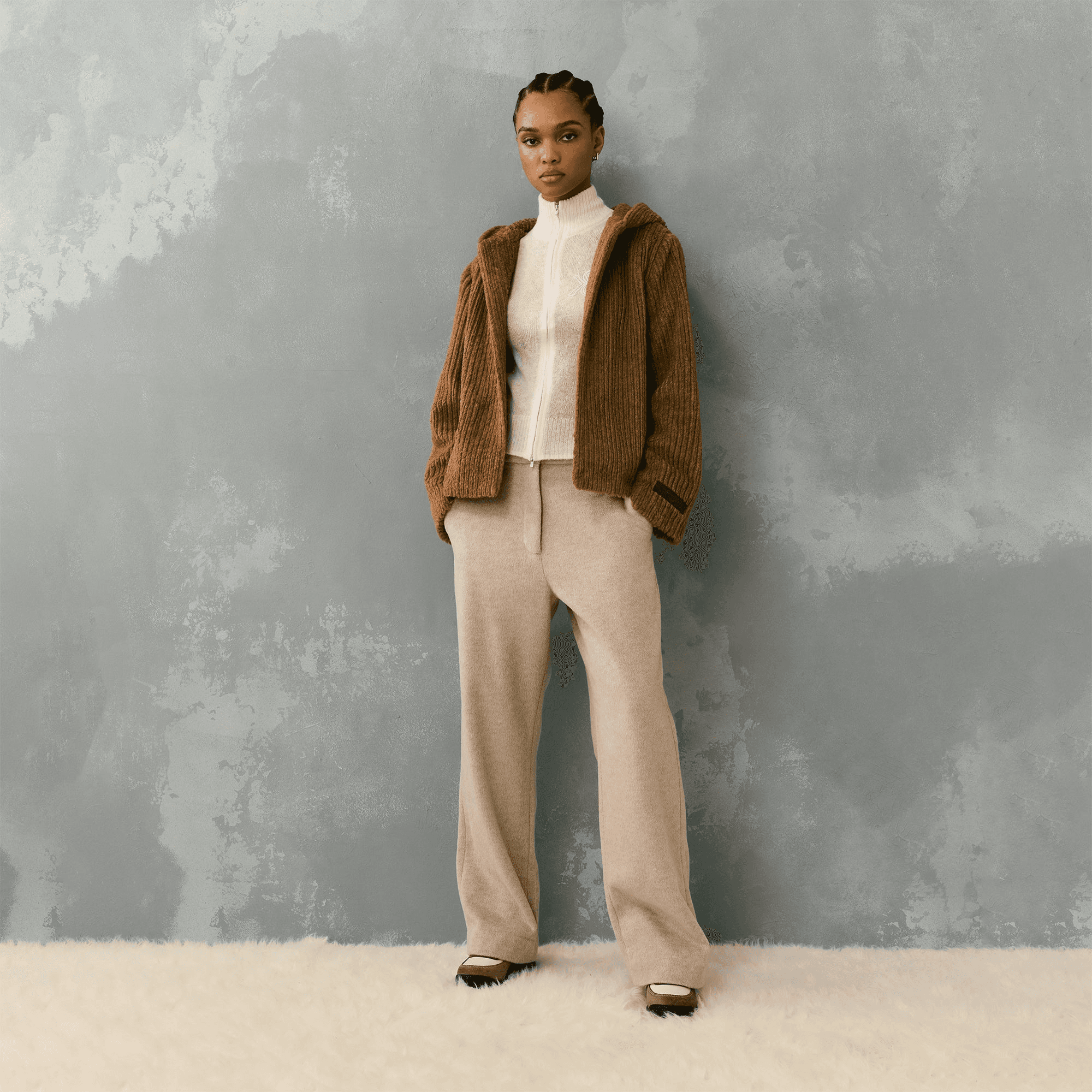 Kith Women Harlyn Hooded Fur Jacket - Millet — Image 6