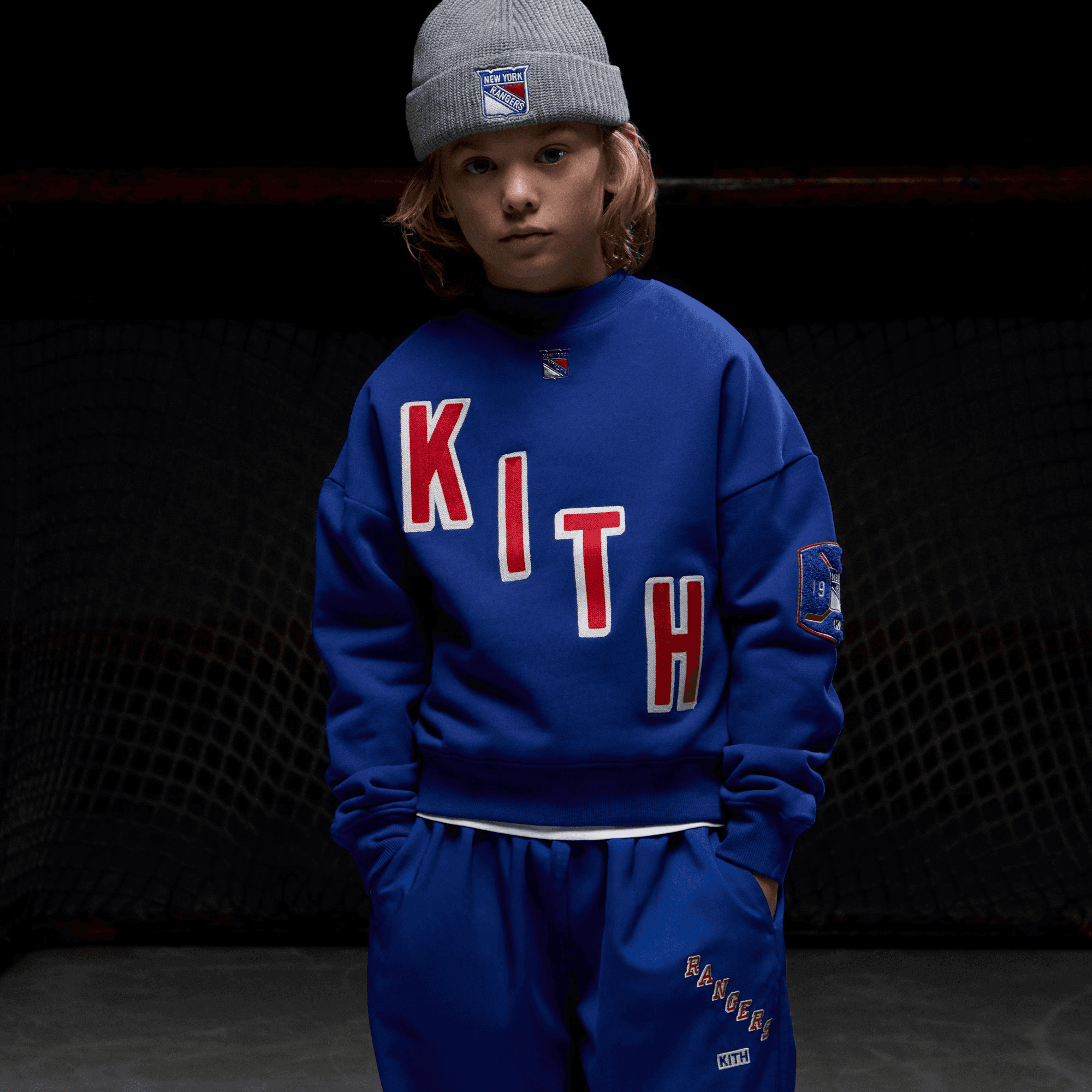 Kith Kids for the New York Rangers Skewed Nelson Crewneck - Cyclone — Image 5