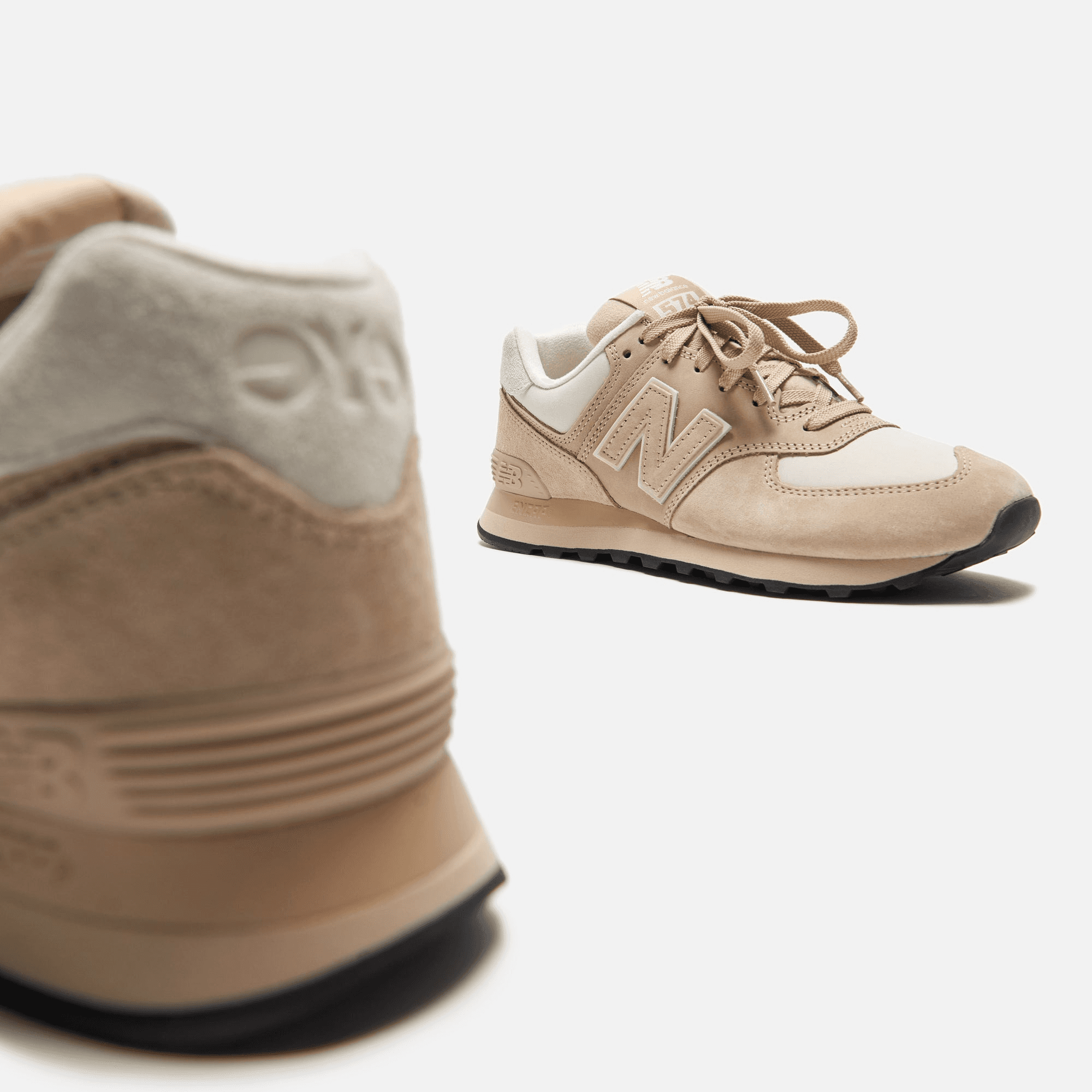 CDG Pocket New Balance x Junya Watanabe 574 Pig Suede Nubuck - Beige — Image 5