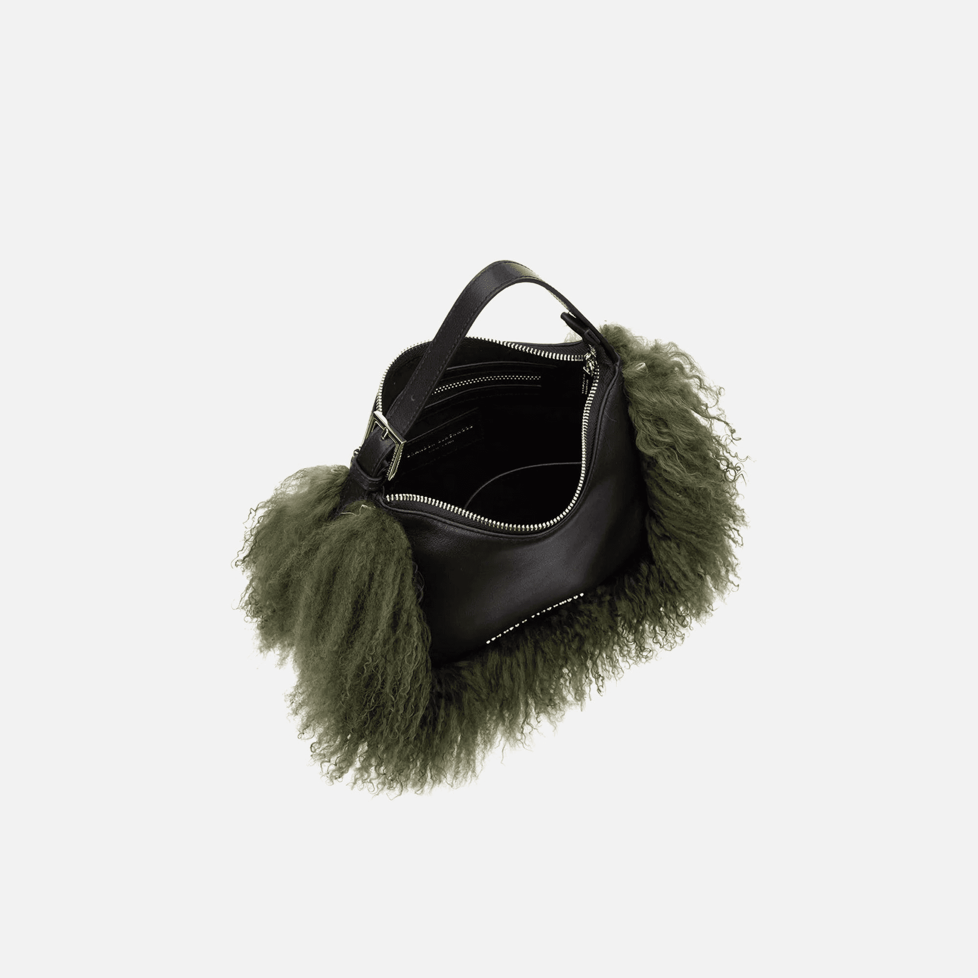 Brandon Blackwood Leather Wool Trim Cortni Bag - Black / Green — Image 2
