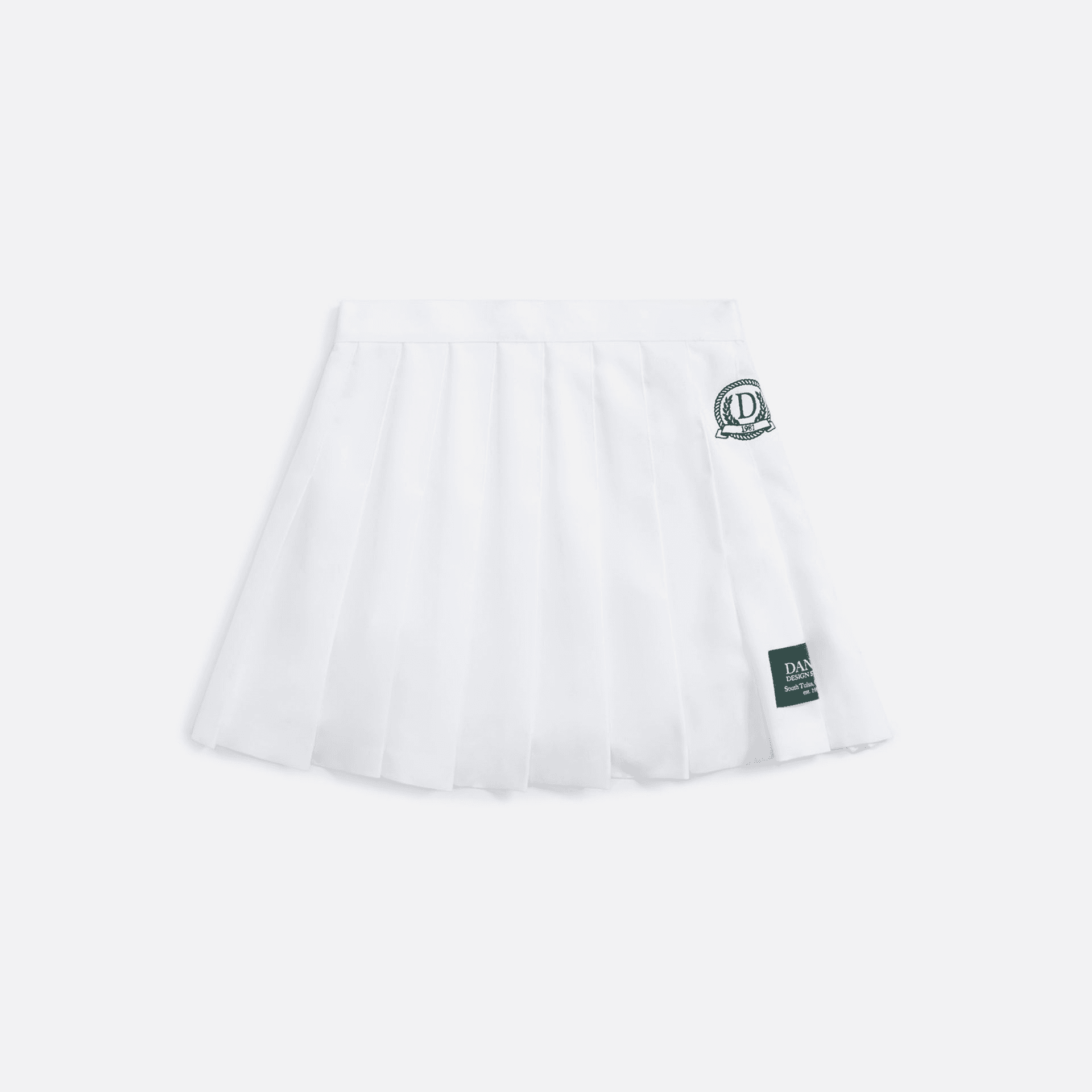 Danzy Tennis Skirt - White with Navy Logo — Image 2