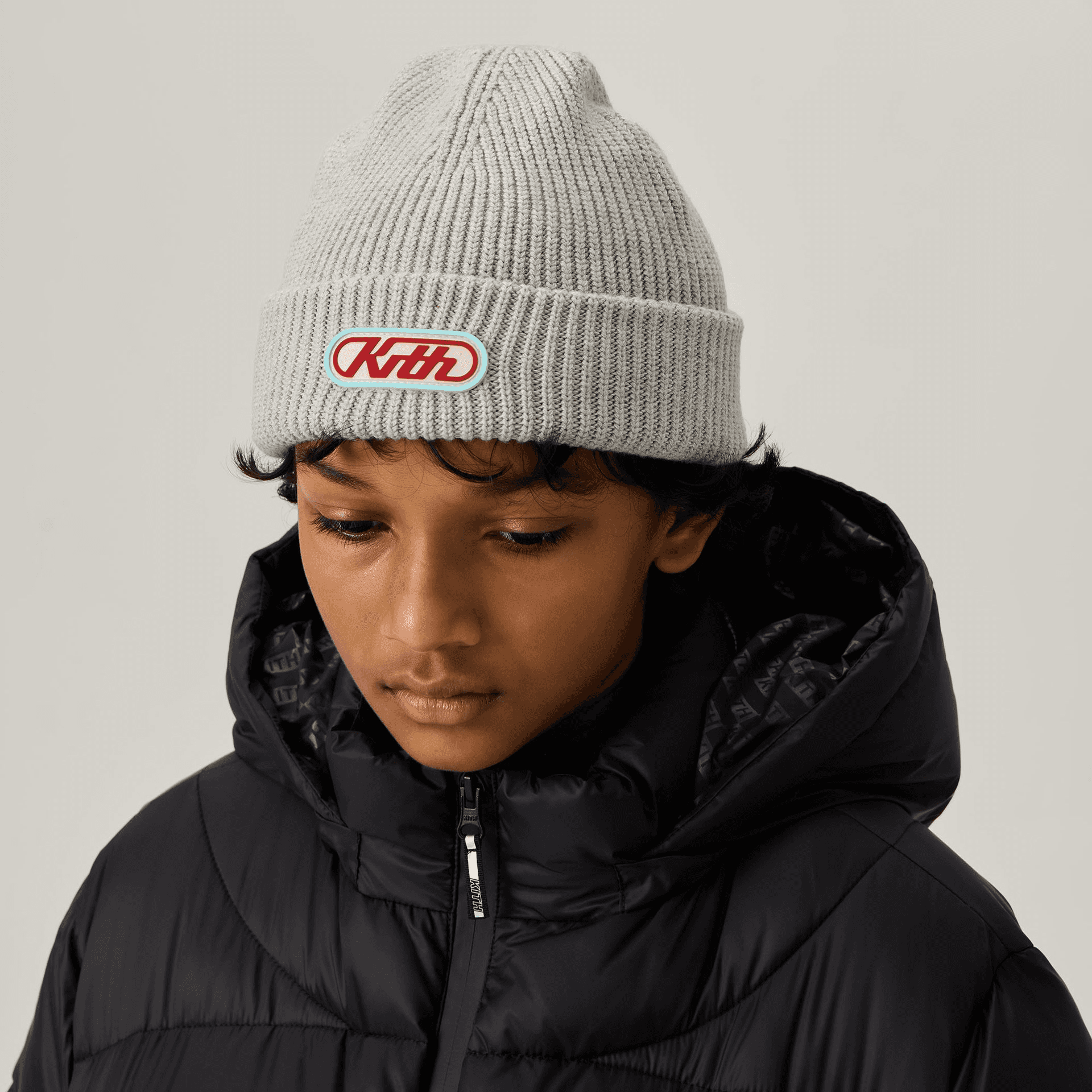 Kith Kids Mia Beanie - Light Heather Grey — Image 3