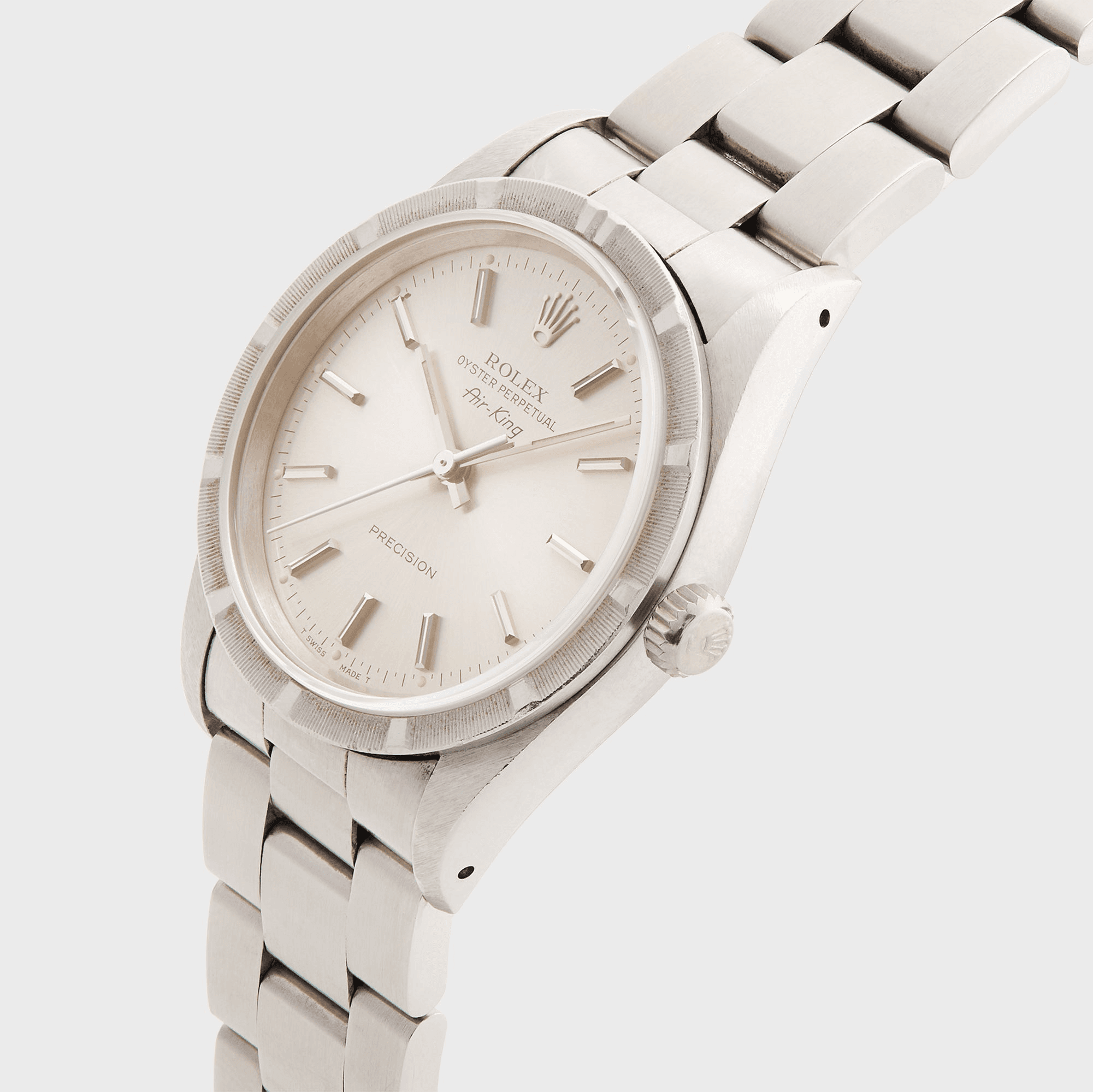 Wind Vintage Rolex Air-King Reference 14010 Silver Dial Unpolished - Silver — Image 3